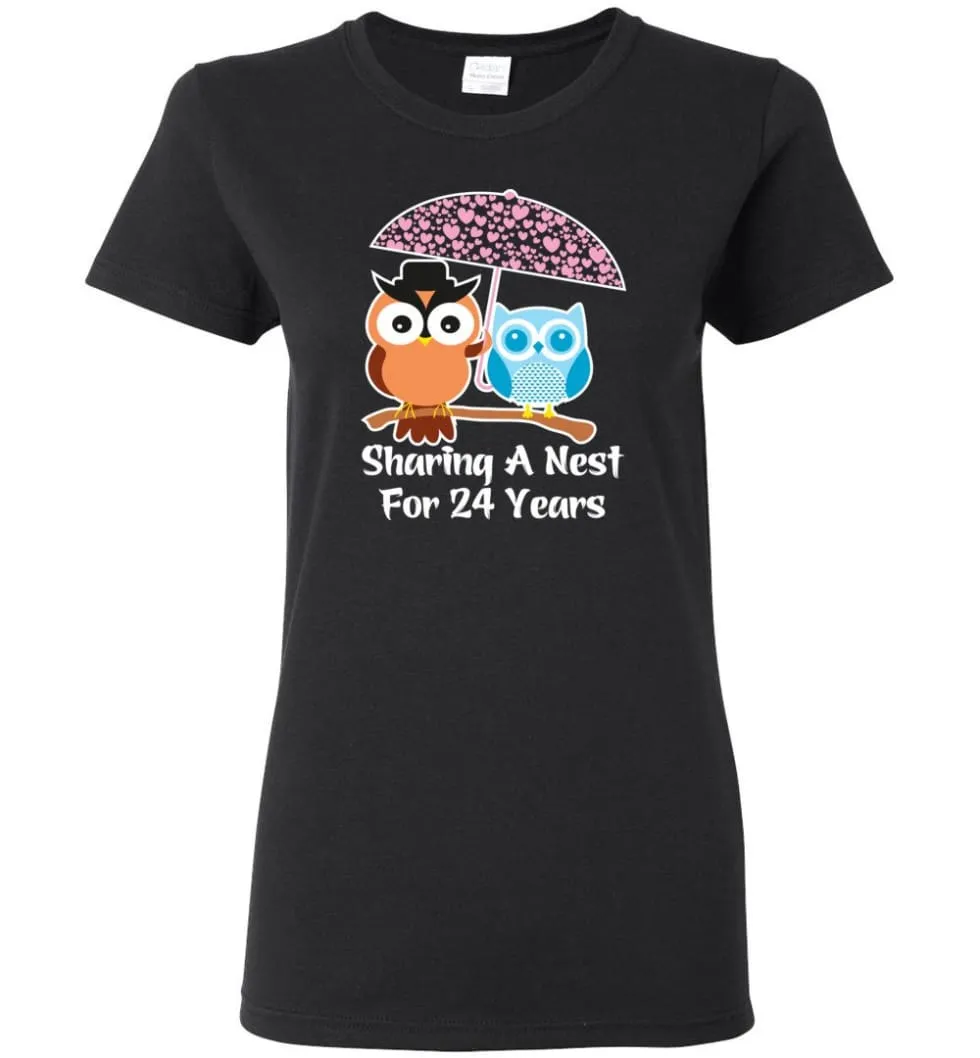 24 Years Wedding Anniversary Gifts Valentine's Day Women Tee