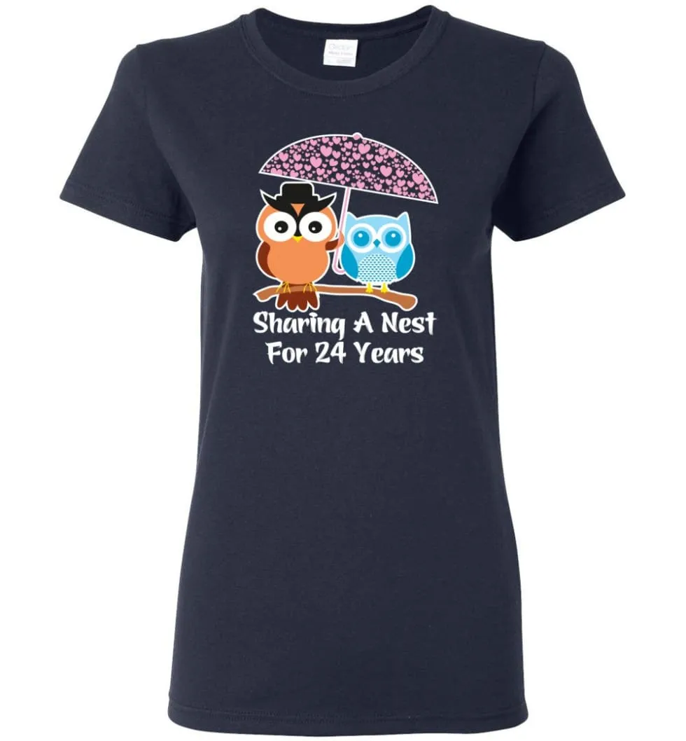 24 Years Wedding Anniversary Gifts Valentine's Day Women Tee