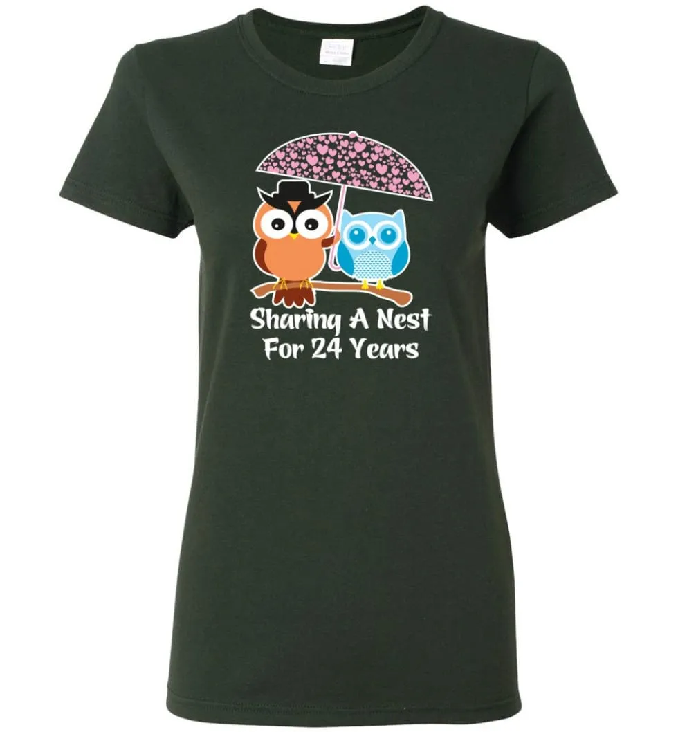 24 Years Wedding Anniversary Gifts Valentine's Day Women Tee