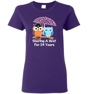 24 Years Wedding Anniversary Gifts Valentine's Day Women Tee