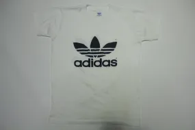 Adidas Vintage 80's Made In USA White Trefoil Logo Stained T-Shirt