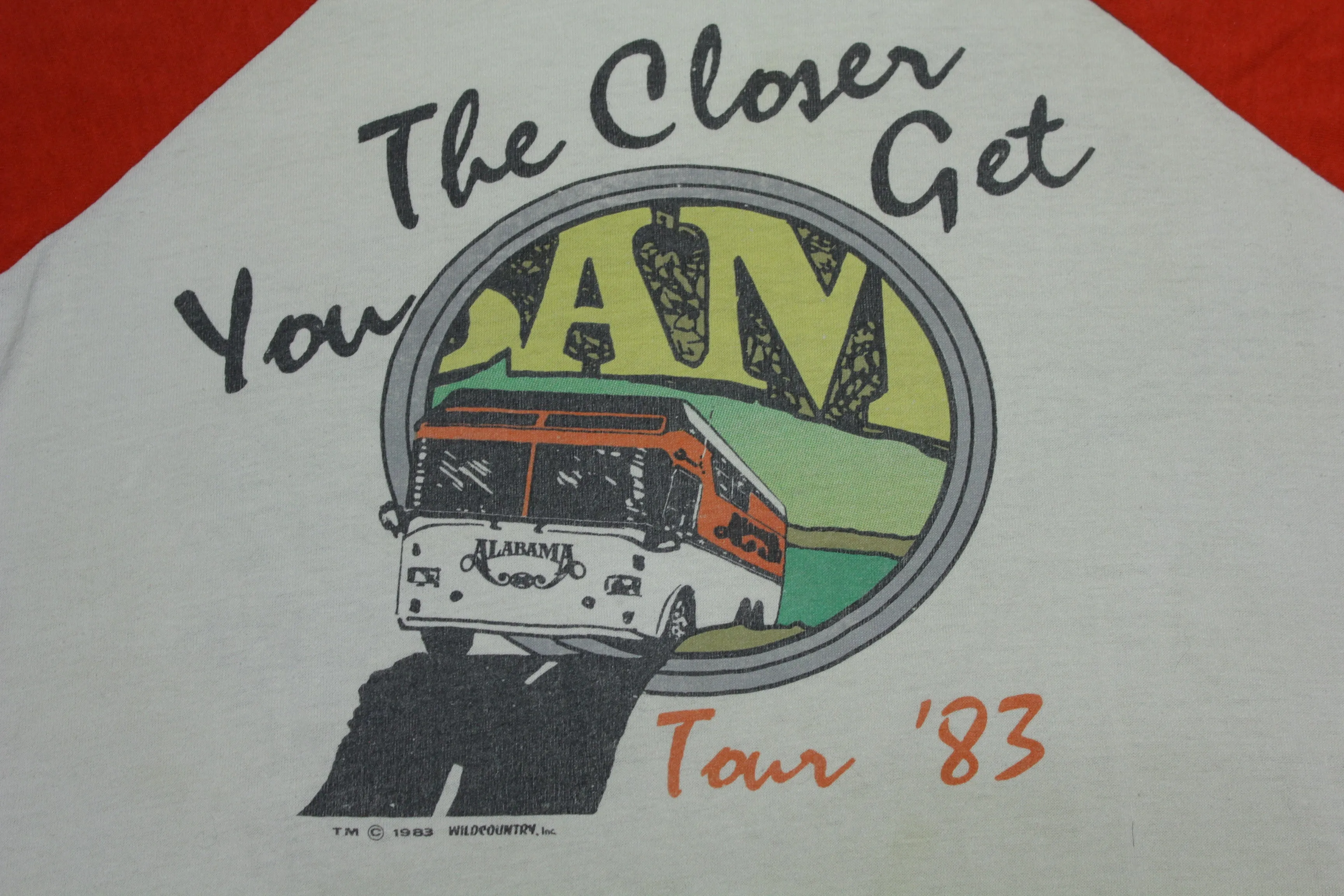 Alabama 1983 Closer You Get Vintage 80's 3/4 Raglan Sleeve Jersey Tour '83 T-Shirt