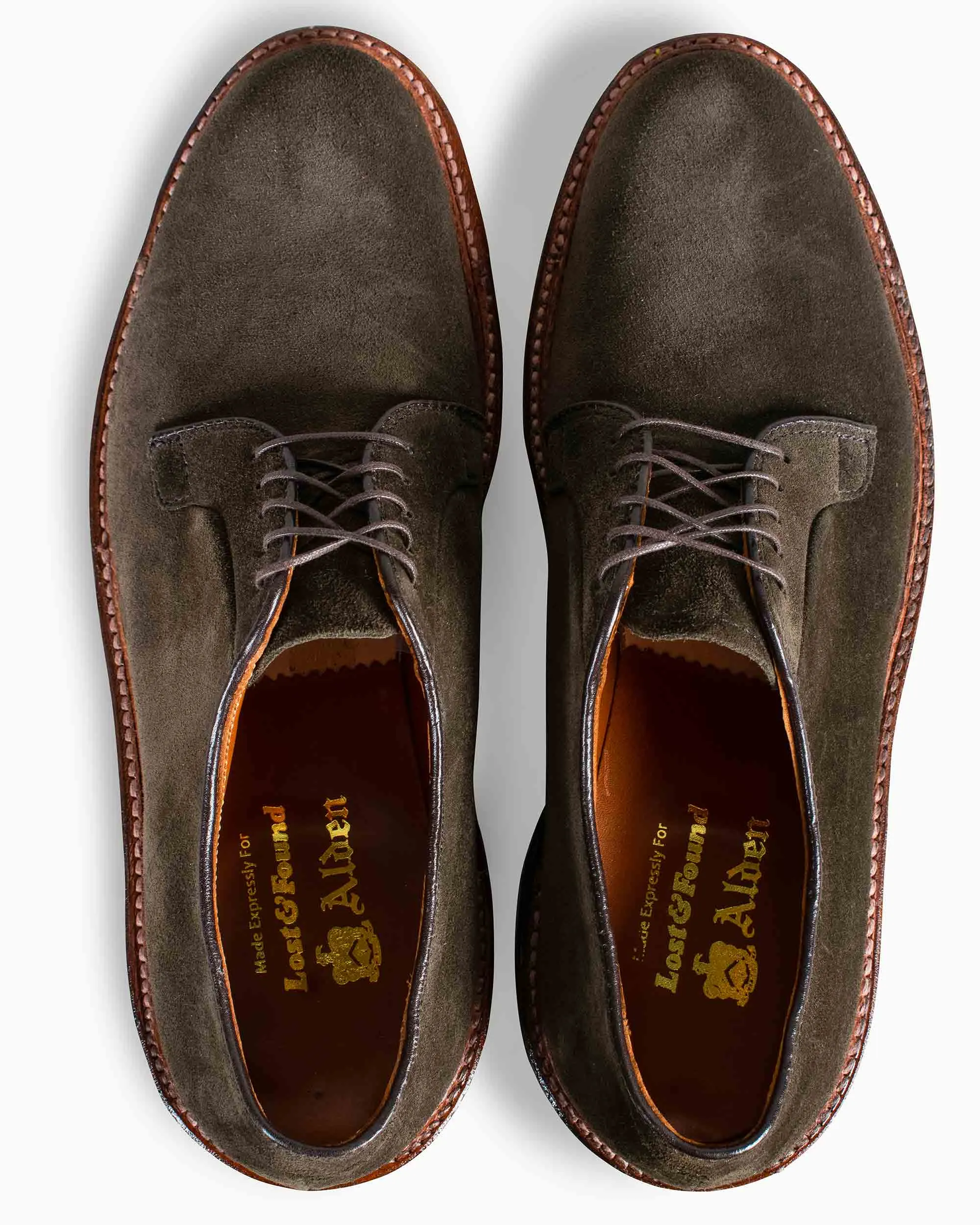 Alden Plain Toe Blucher Loden Suede G2402