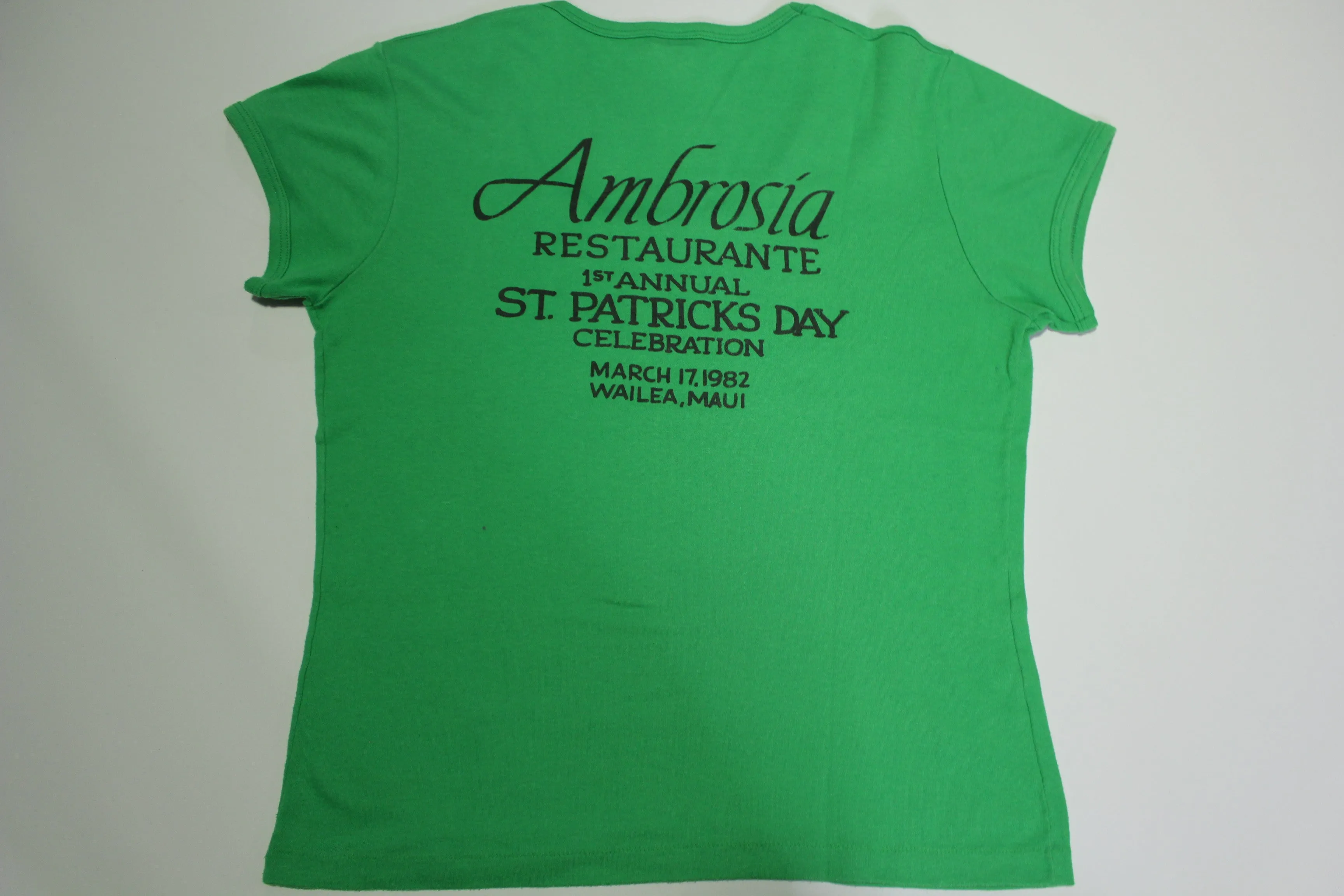 Ambrosia Restaurante St. Patricks Day Celebration 1982 Wailea Maui Hawaii Vintage 80's T-Shirt