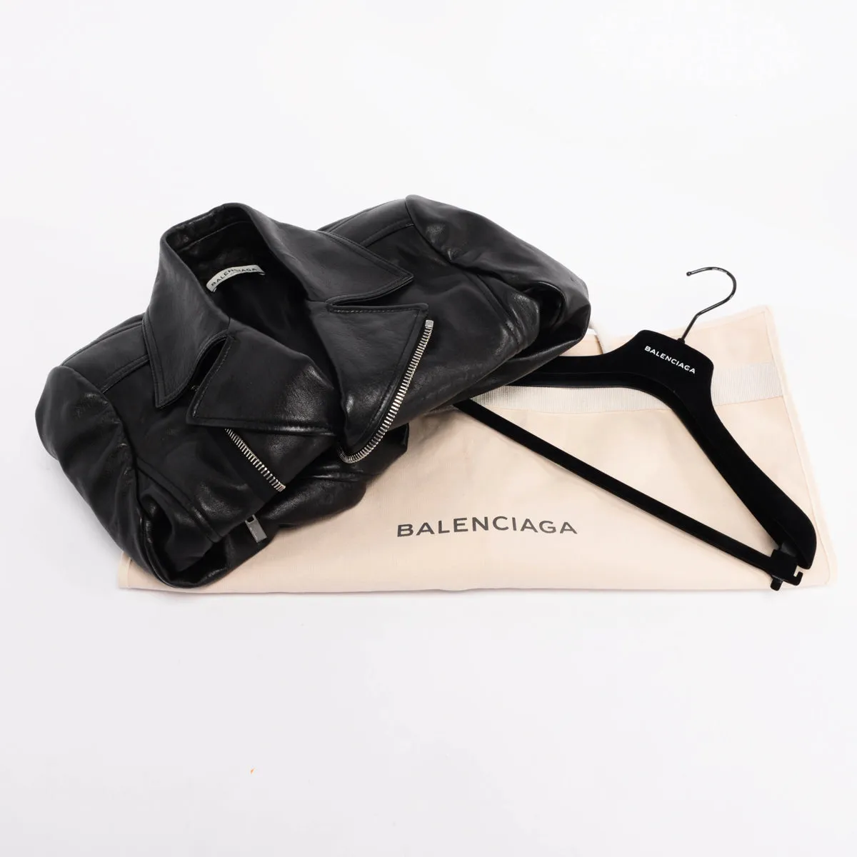 Balenciaga Black Lambskin Motorcycle Jacket FR 34