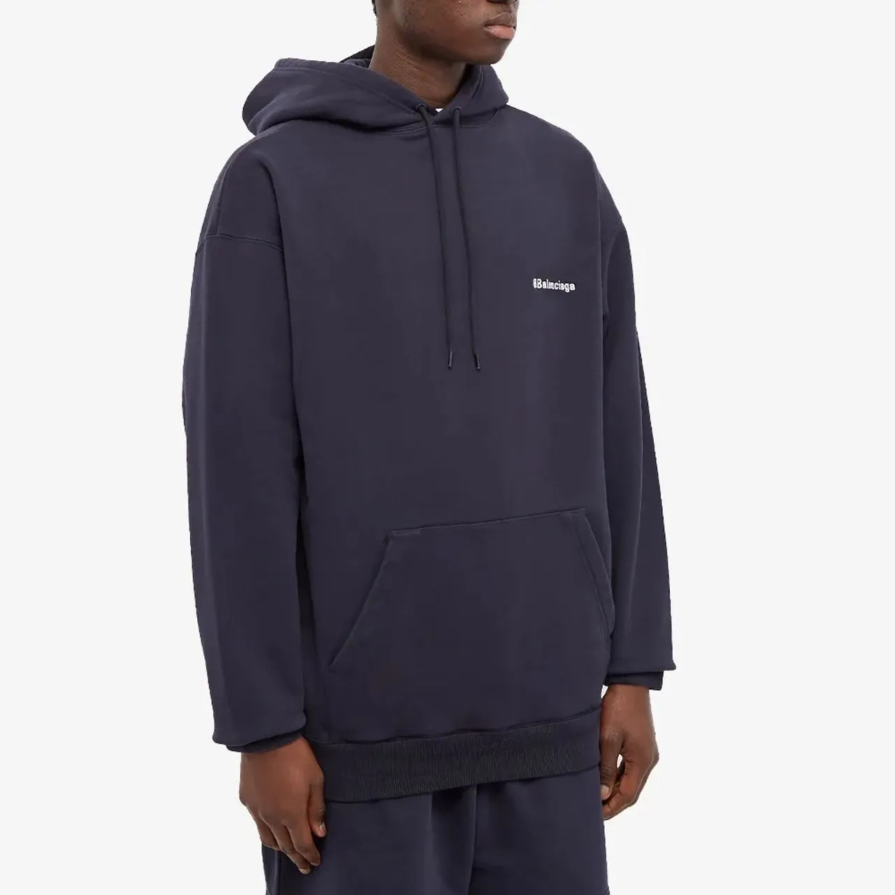 Balenciaga Corporate Logo Medium Fit Hoodie Marine Blue