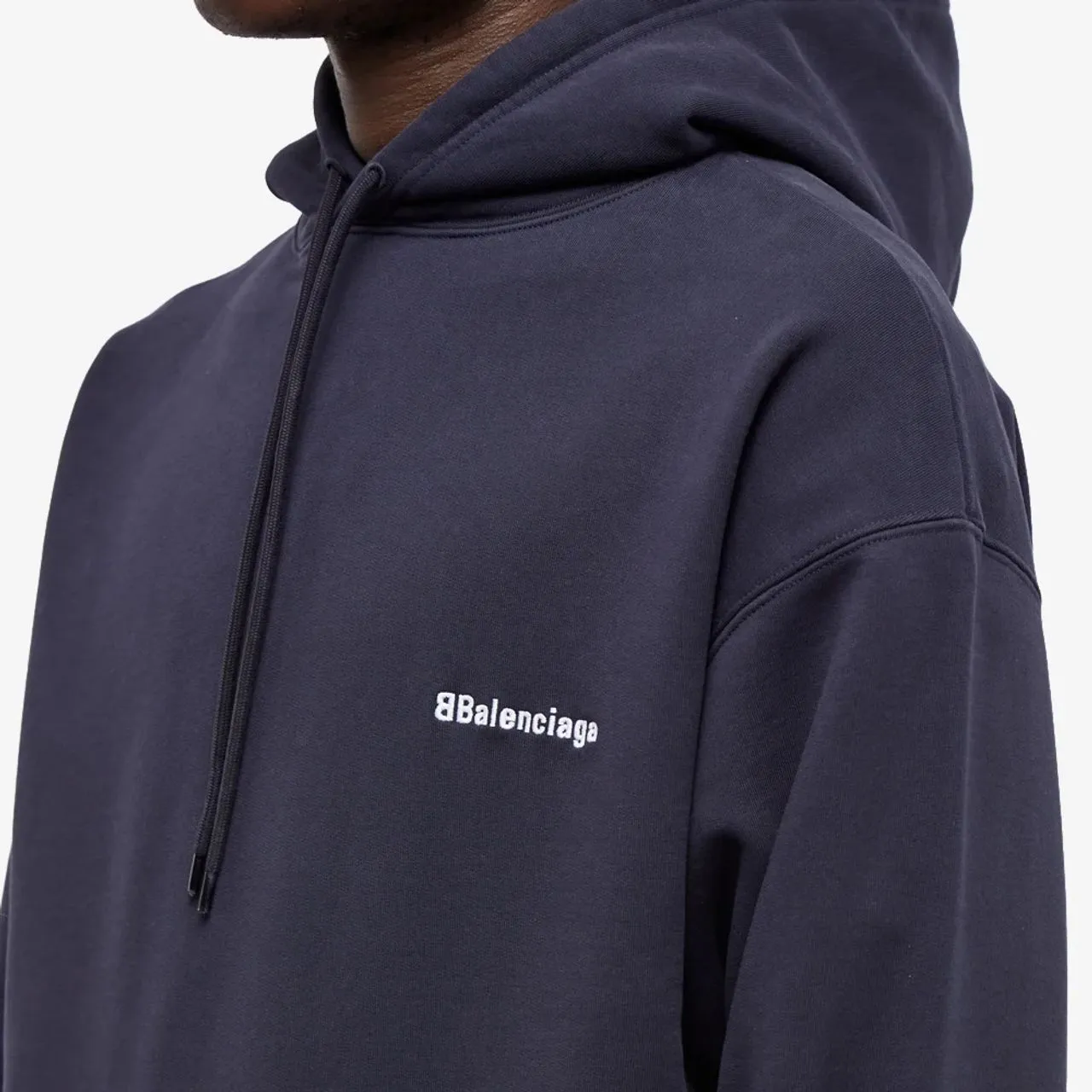 Balenciaga Corporate Logo Medium Fit Hoodie Marine Blue