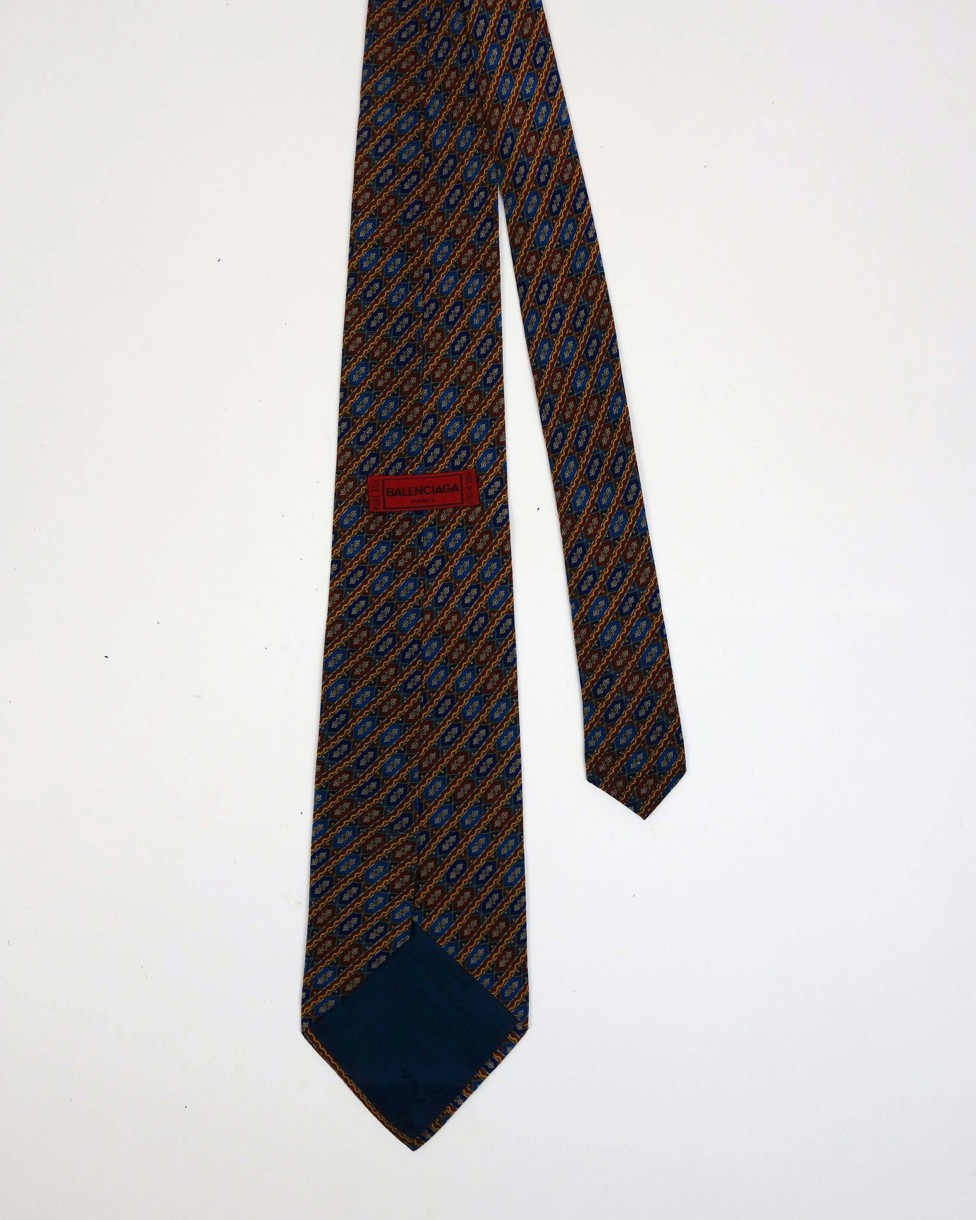 Balenciaga Multicolor Print Silk Tie 2000's