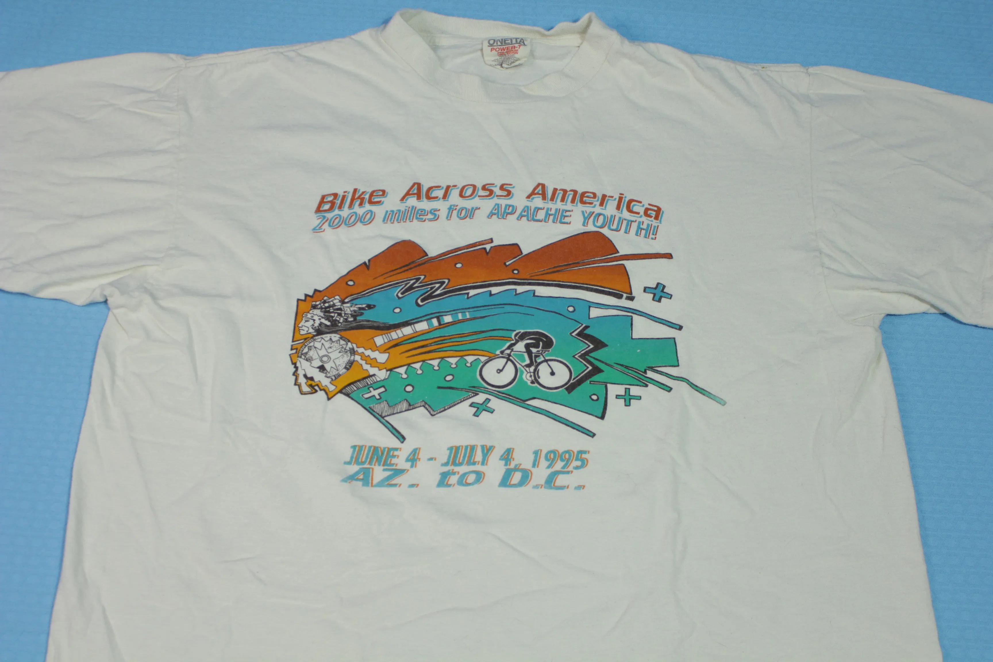 Bike Across America 1995 2000 MIle Made in USA 90's Bicycle Marathon AZ to DC T-Shirt