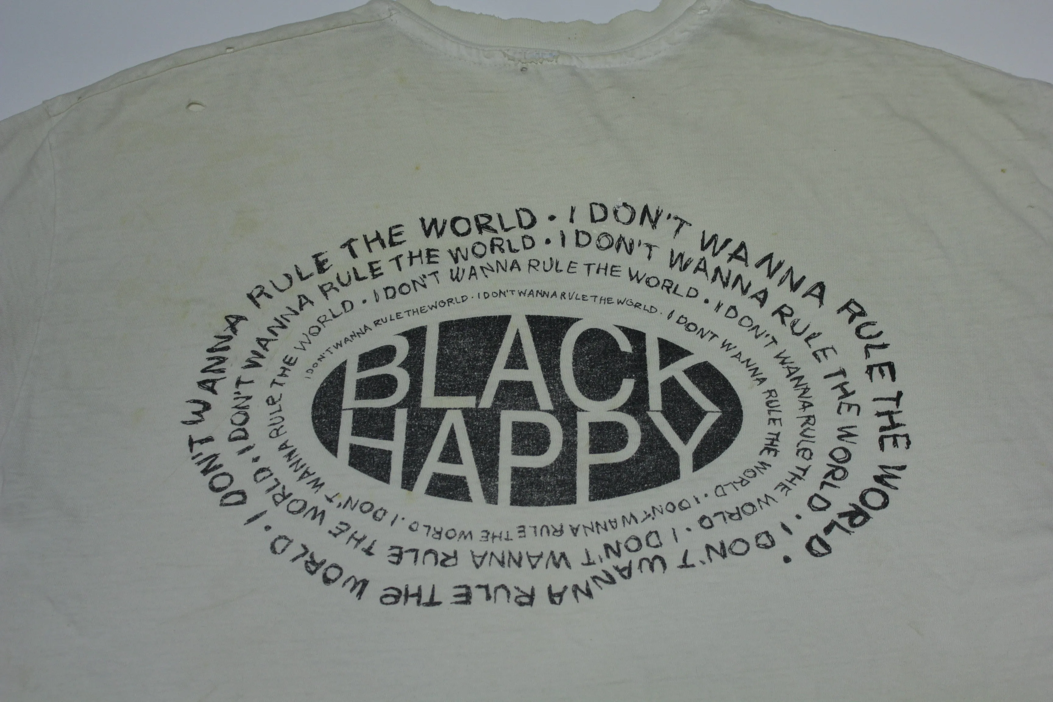 Black Happy Band I Don't Want To Rule The World Vintage 90's Single Stitch Hanes T-Shirt