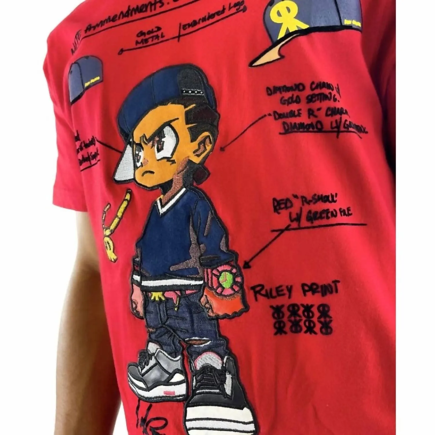 Boondocks Riley Blueprints Embroidered T Shirt