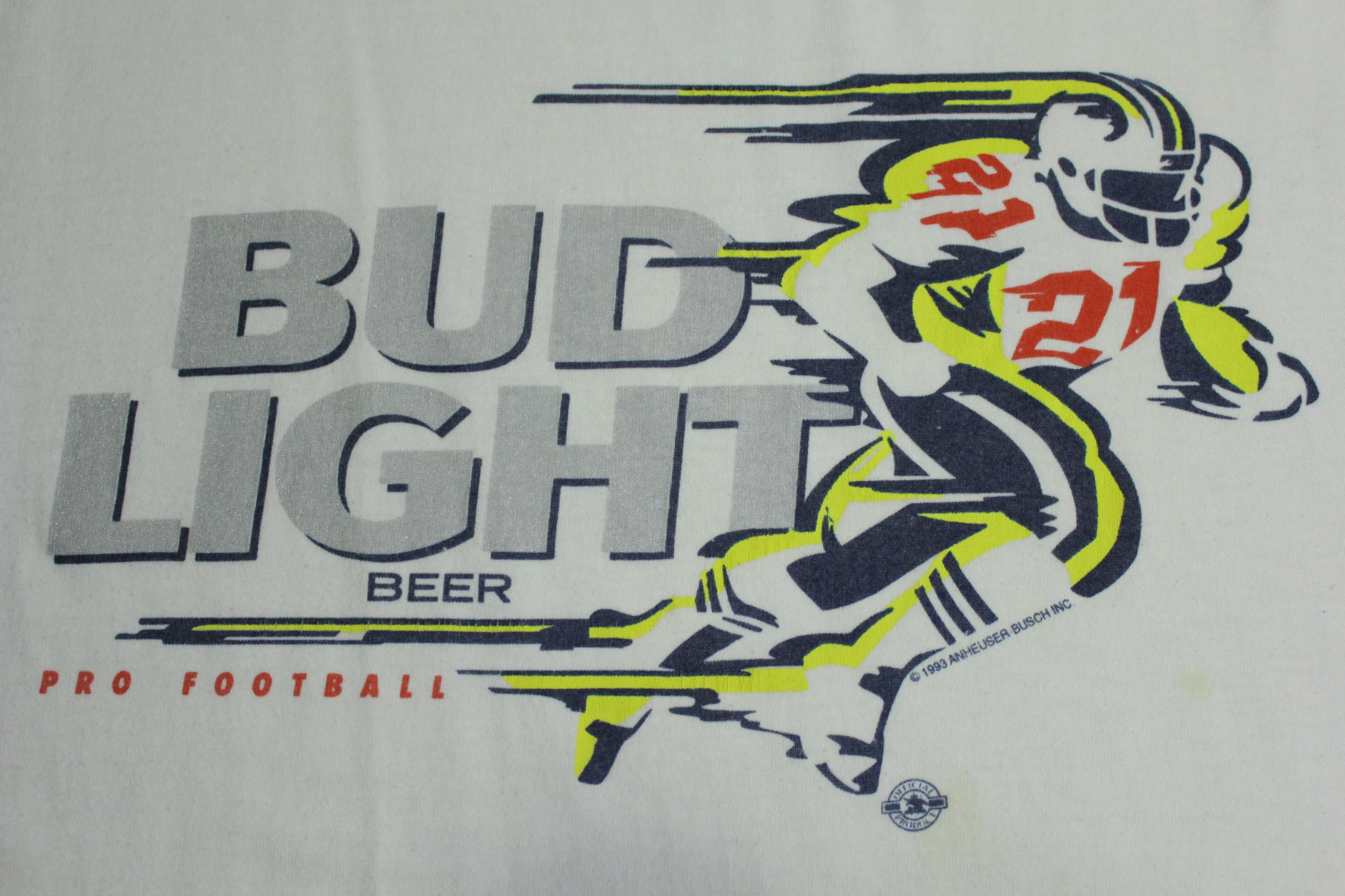 Bud Light Beer Pro Football Vintage 1993 Budweiser Anheuser Busch 90's T-Shirt