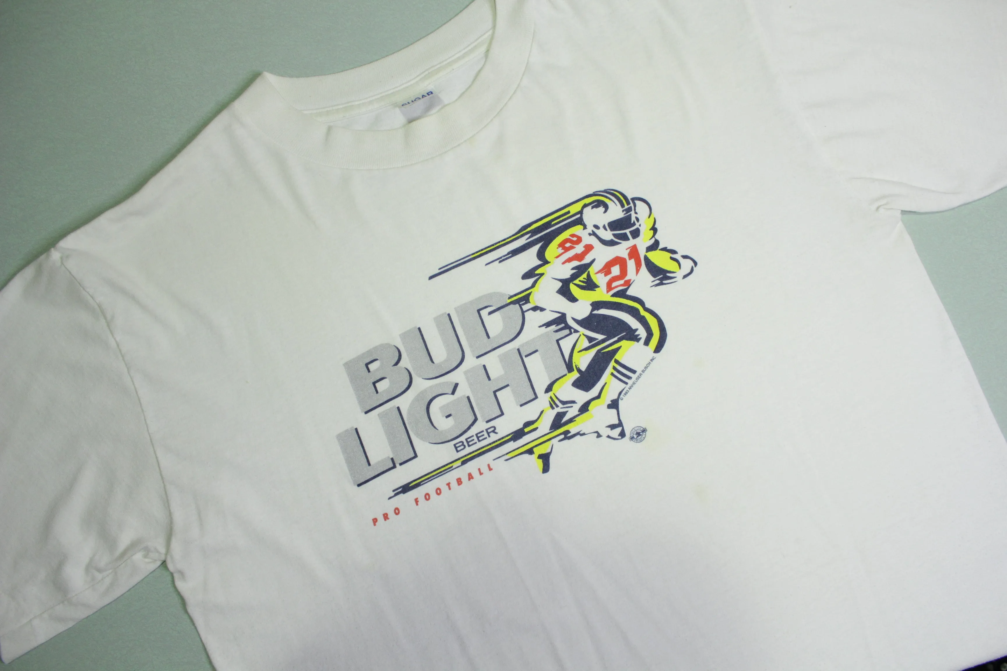 Bud Light Beer Pro Football Vintage 1993 Budweiser Anheuser Busch 90's T-Shirt