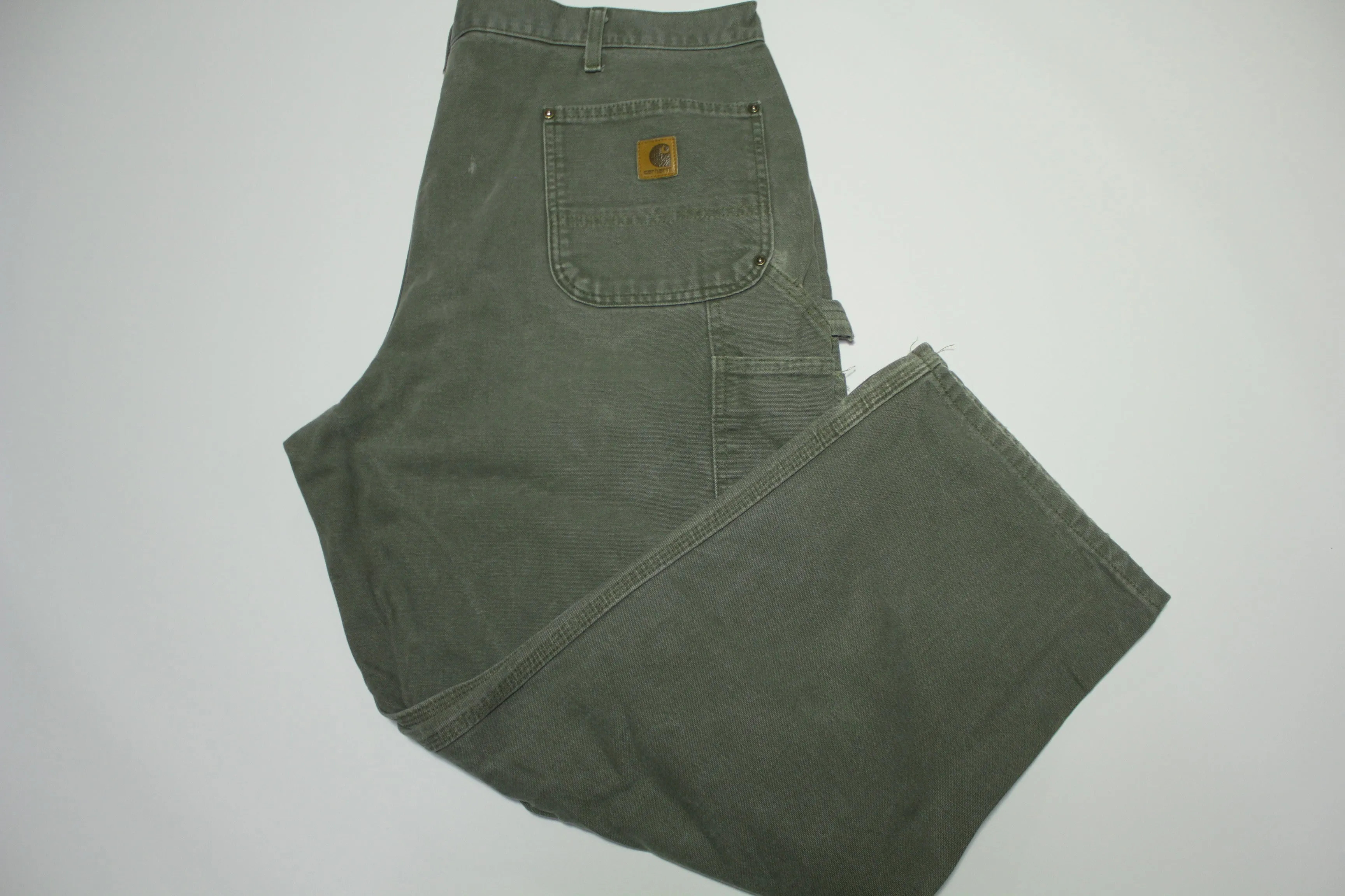 Carhartt B136 Dungaree Fit Duck Wash Canvas Double Knee Front Work Construction Pants