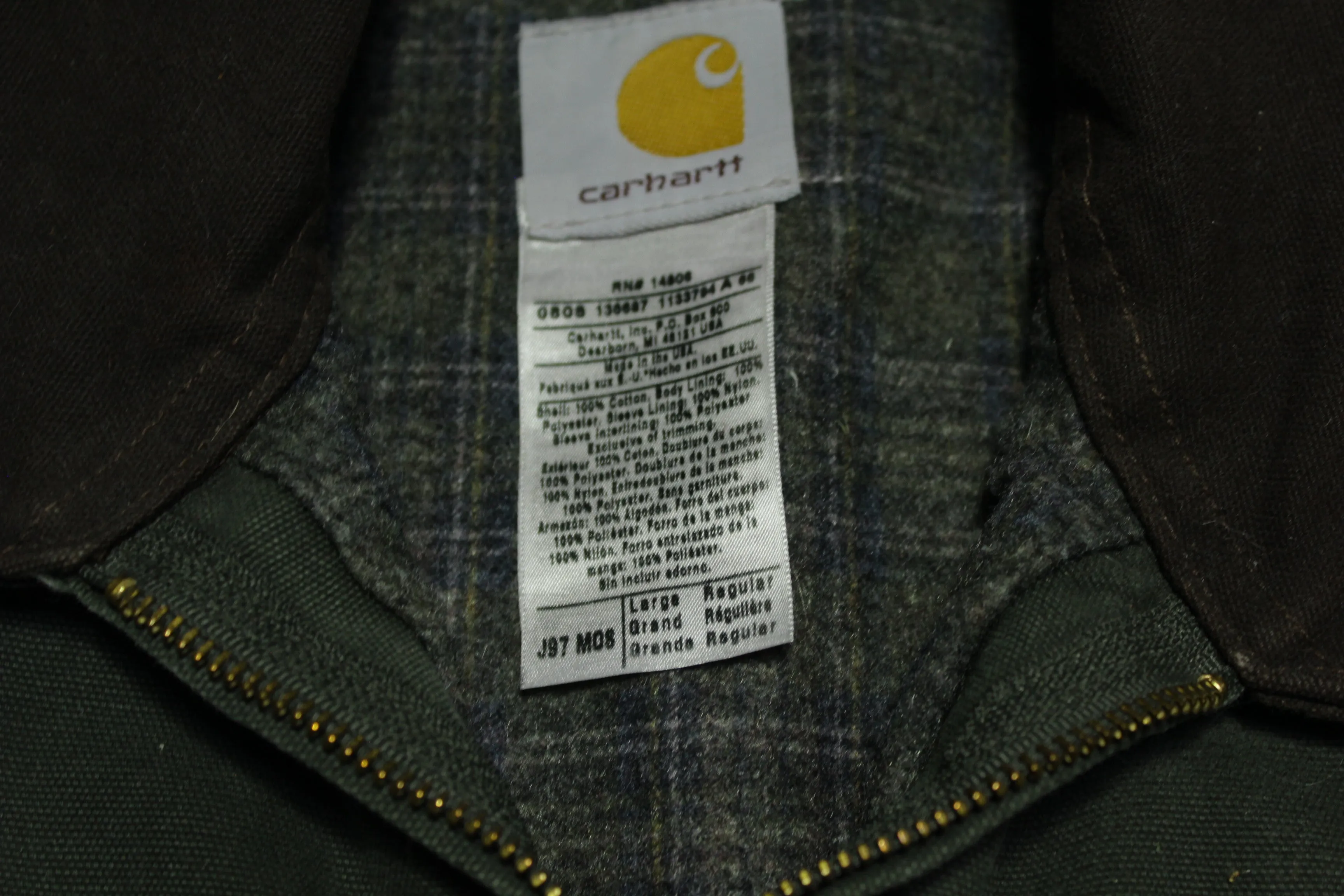 Carhartt J97 Blanket Dark Green MOS Detroit Blanked Lined Work Jacket