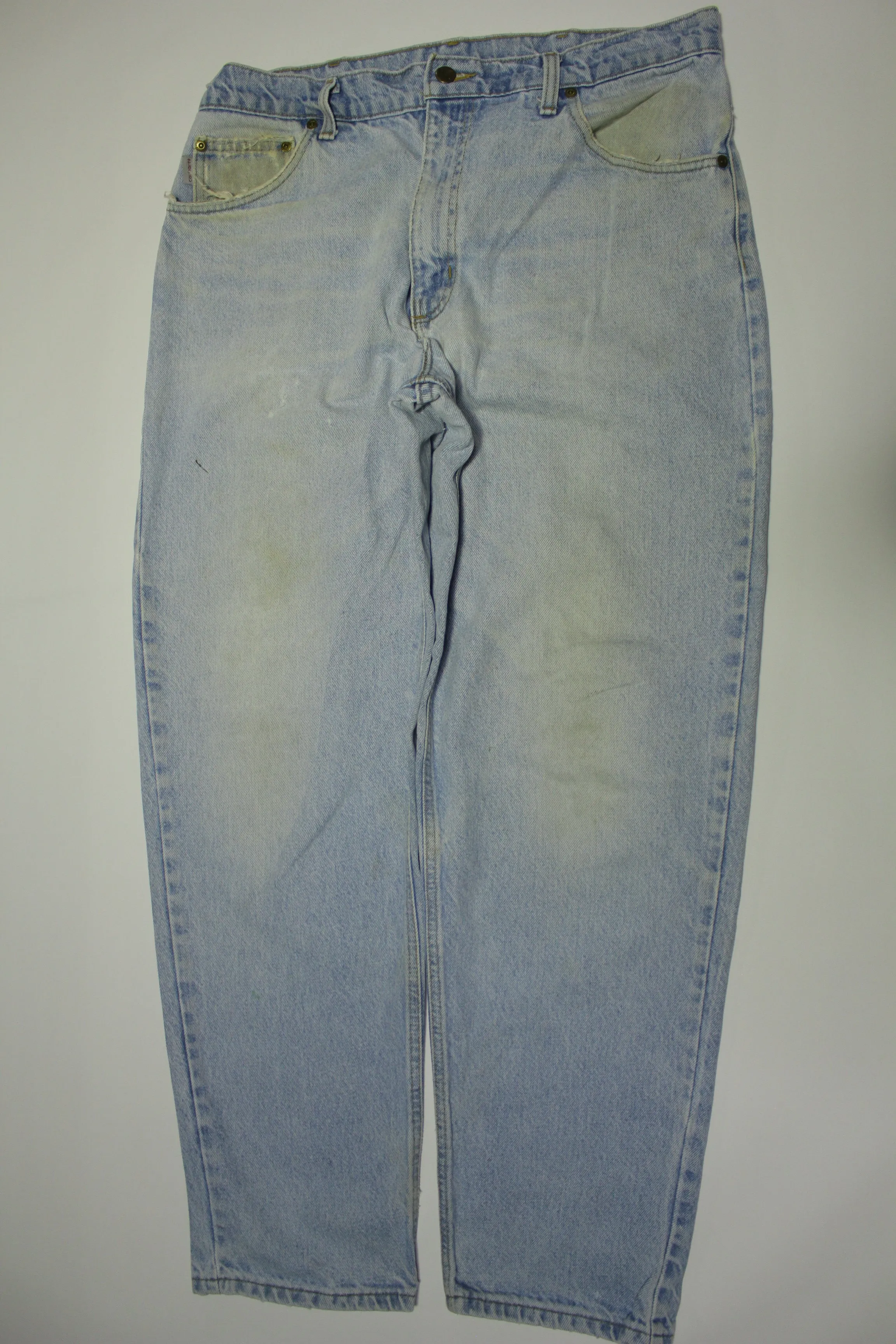 Carhartt Vintage B17 STW Union Made USA Blue Jean Light Stone Wash Denim Work Pants