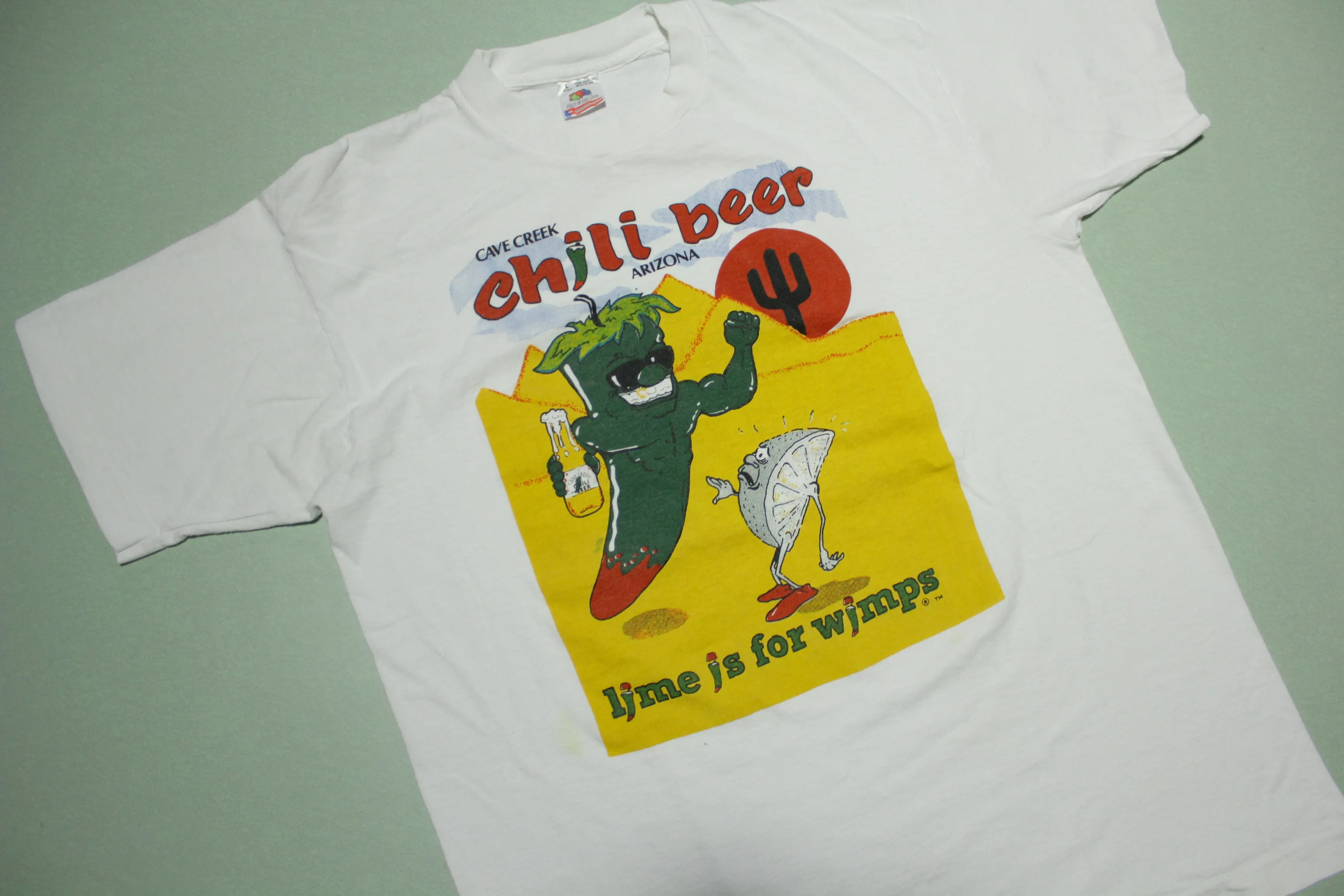 Cave Creek Chili Beer Arizona NFL Vintage 90's Fruit of the Loom Made in USA T-Shirt