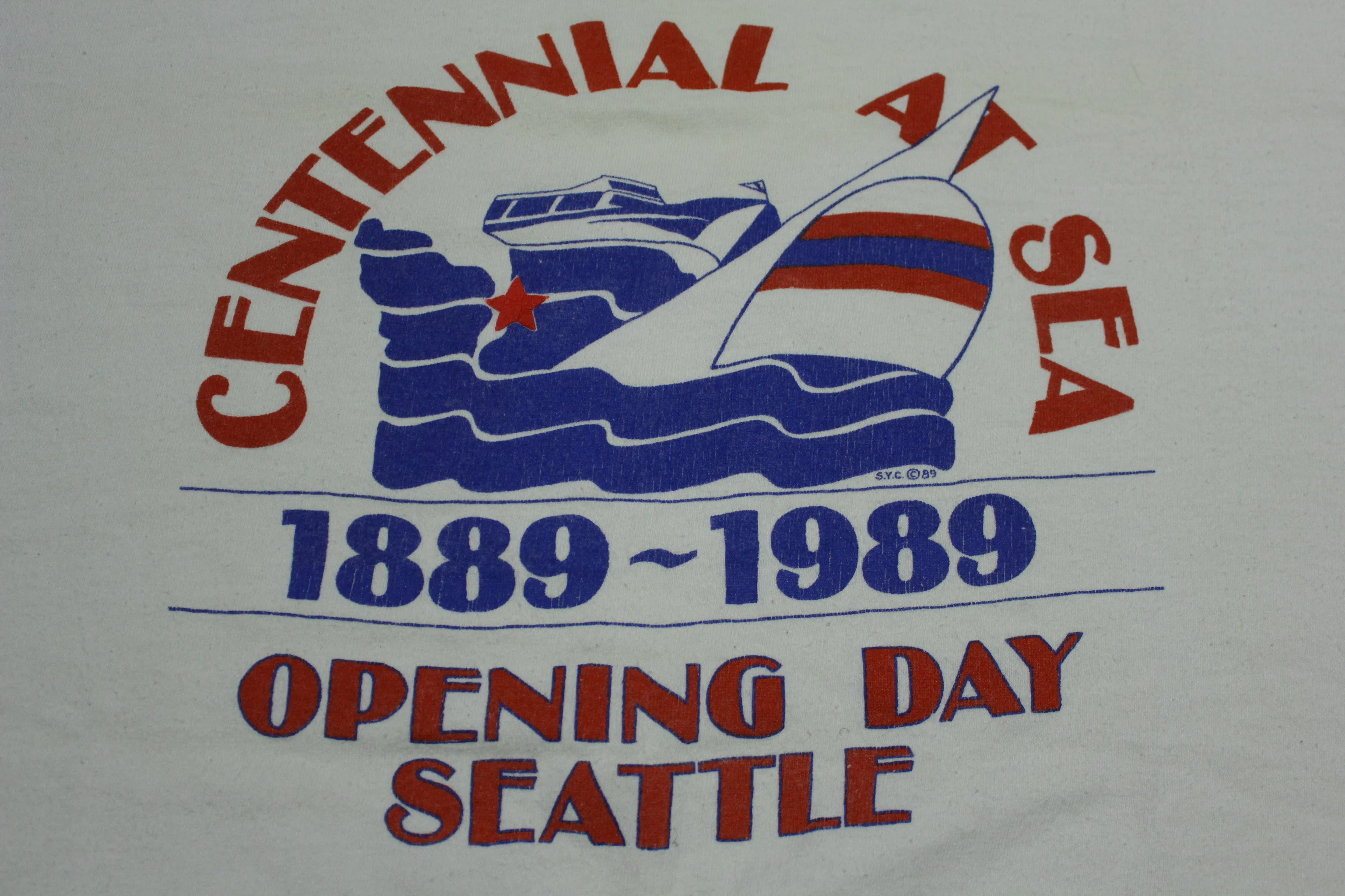 Centennial At Sea 1989 Opening Day Seattle 80's Vintage Stedman Sailboat T-Shirt