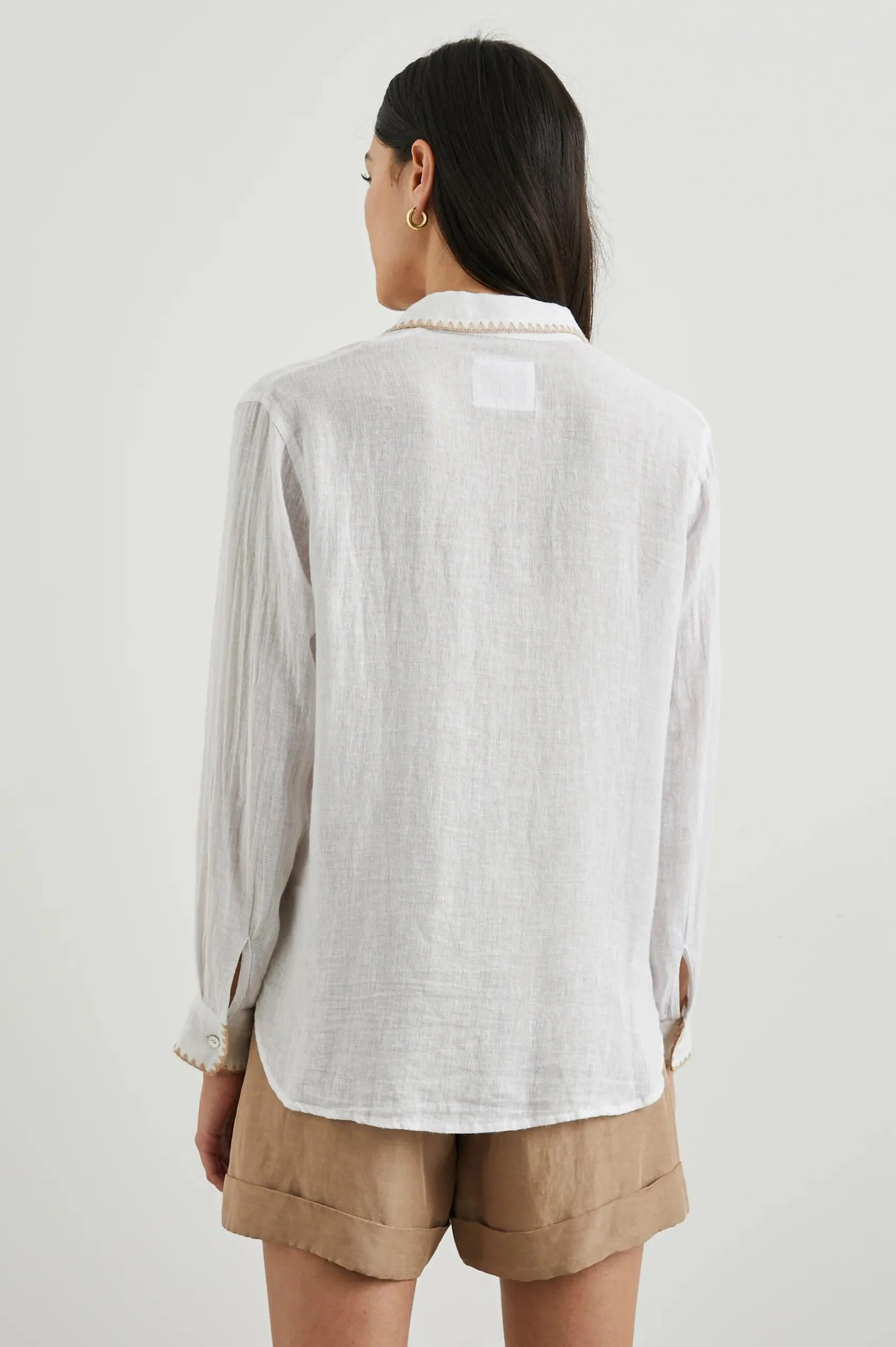 Charli Shirt White Blanket Stich