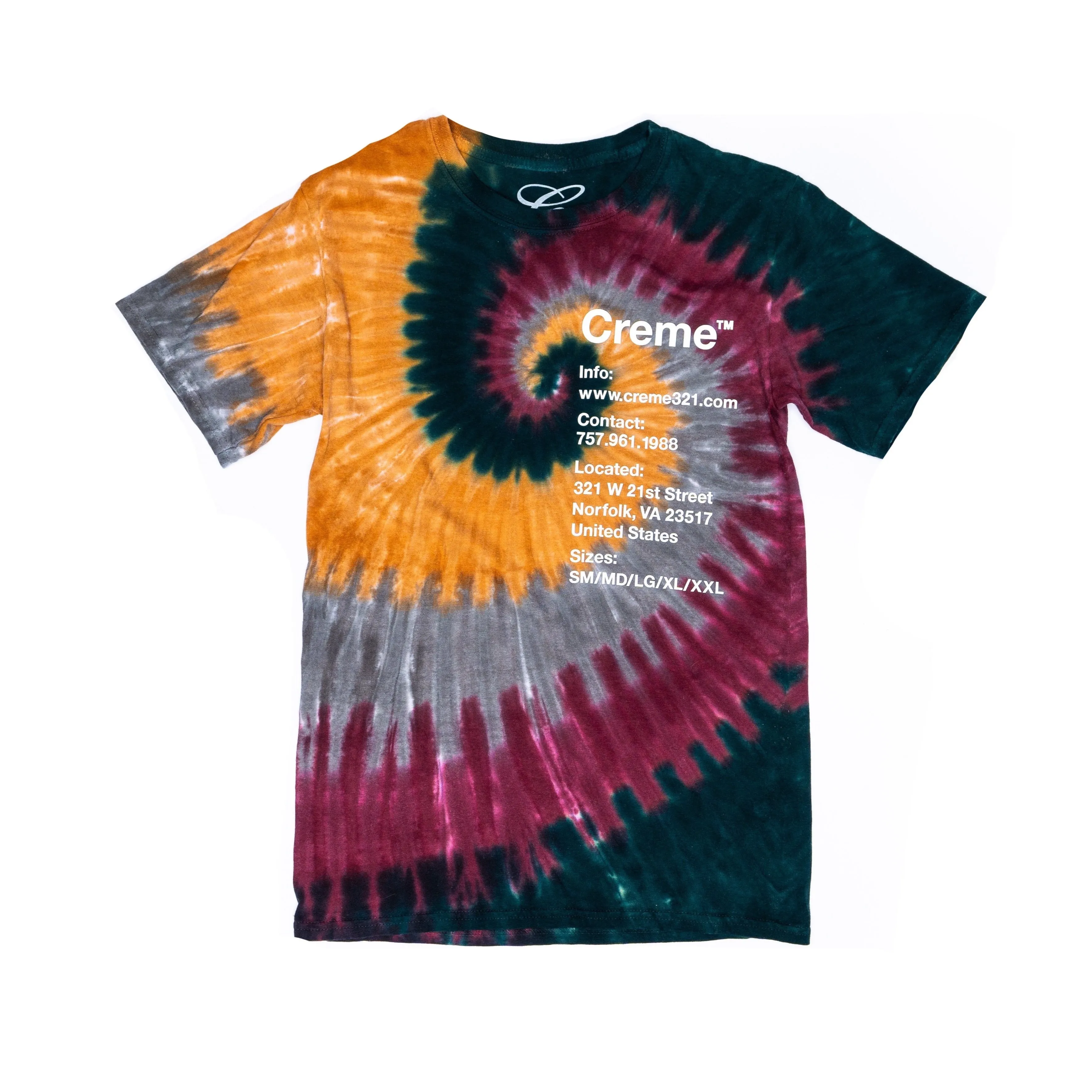 CREME VA INFO TIE DYE TEE - CAMO SPIRAL