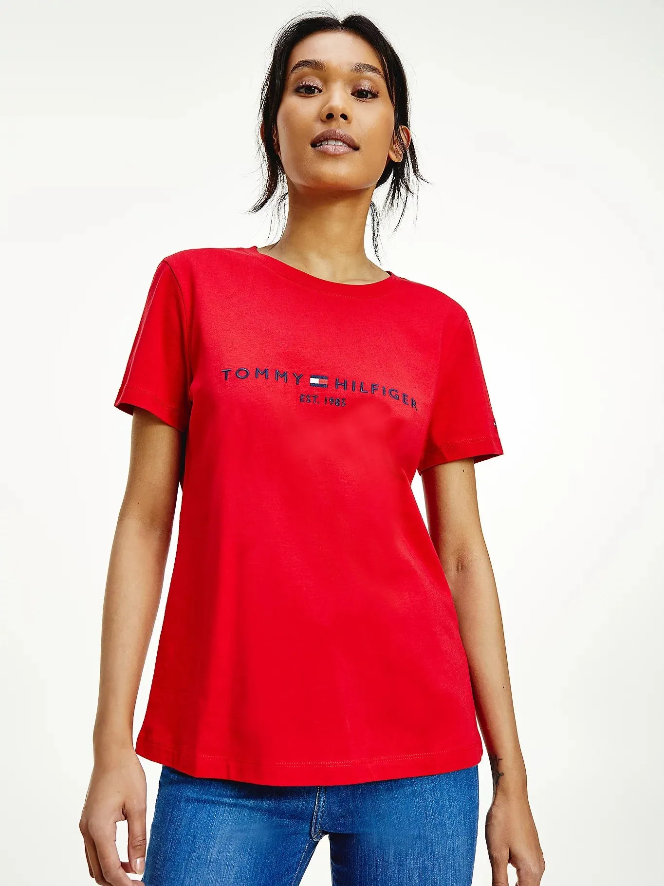 Essential Crew Neck Logo T-shirt- PRIMARY RED