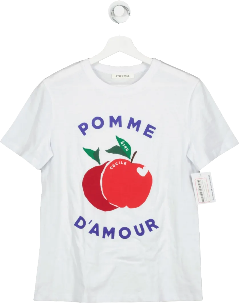 Etre Cecile White Pomme D'amour Classic Cotton T-shirt UK XS