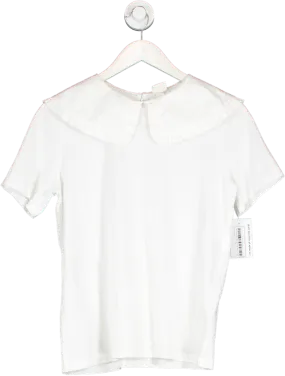 H&M White Collared T Shirt UK S