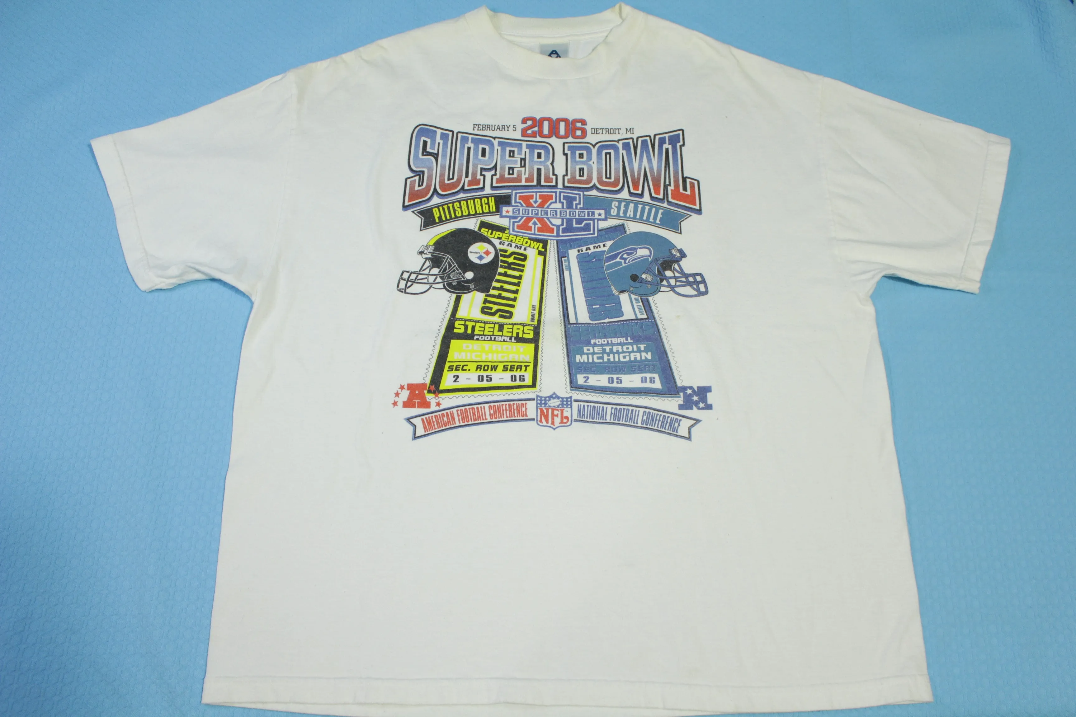 History of Super Bowl XL 2006 Seahawks Steelers Detroit Football T-Shirt