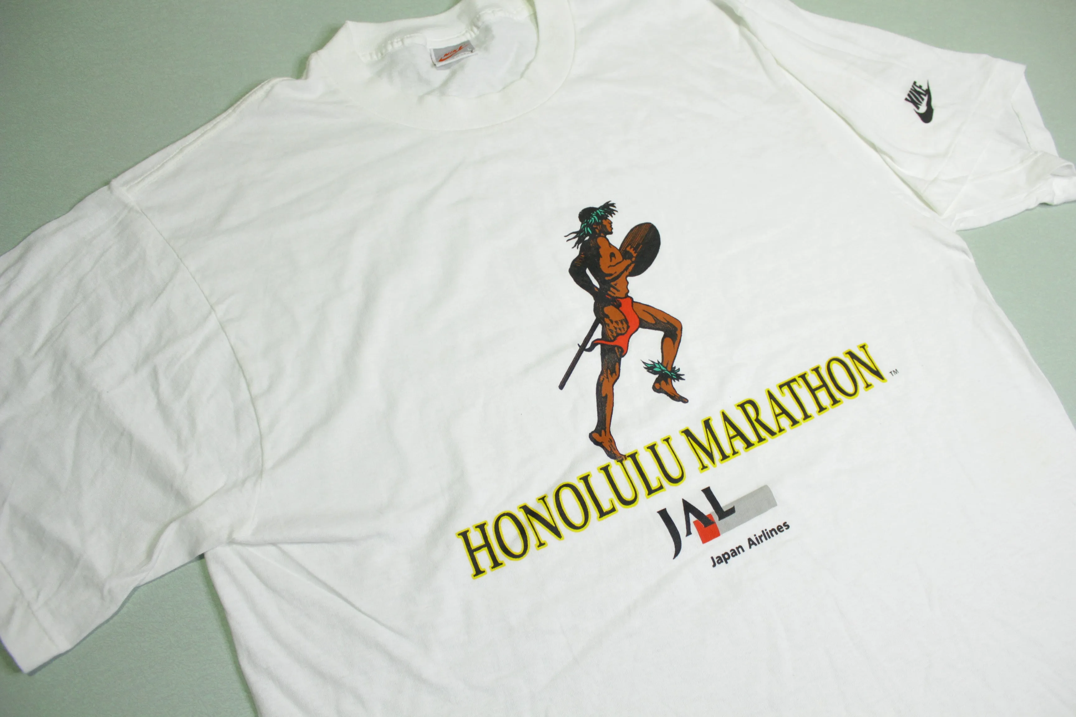 Honolulu Marathon Hawaii Japan Airlines JAL Vintage 90's Nike Grey Tag USA T-Shirt