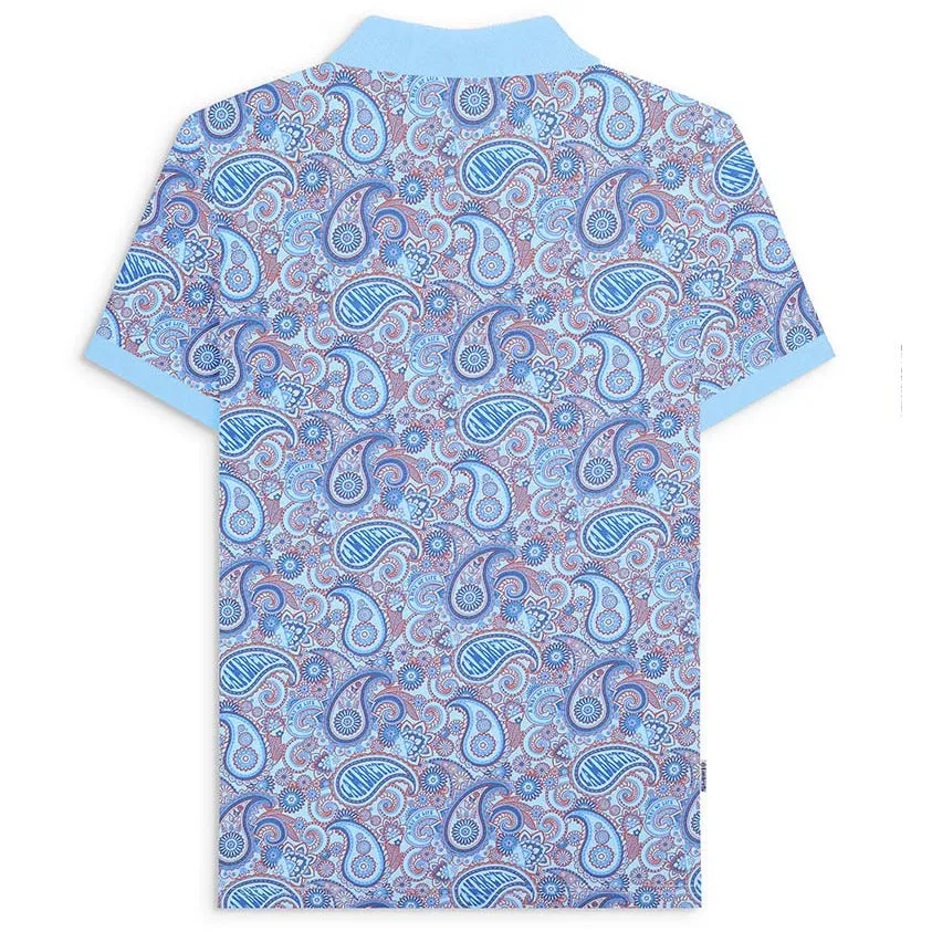 Lambretta Paisley Polo Shirt Sky