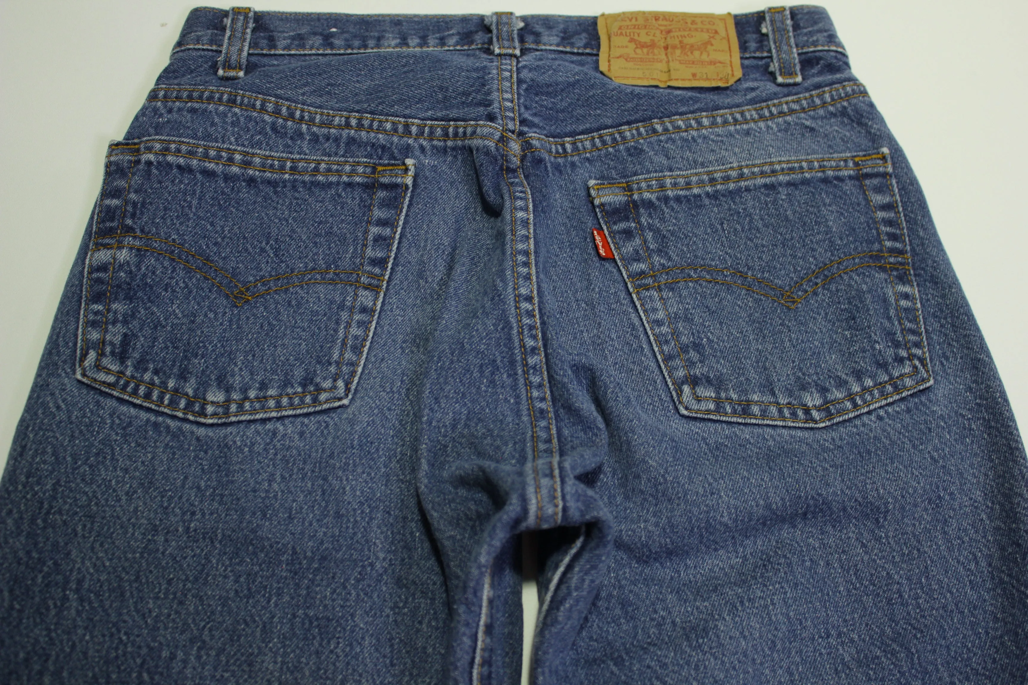 Levis 501 Button Fly Vintage 90's Denim Grunge Punk Red Tab Blue Jeans