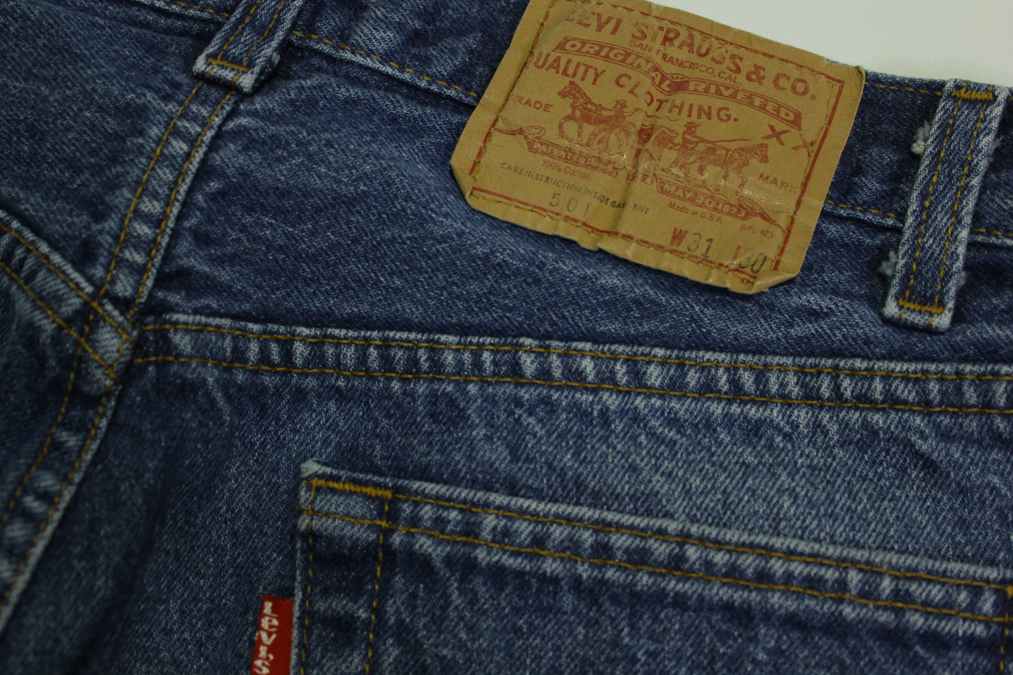 Levis 501 Button Fly Vintage 90's Denim Grunge Punk Red Tab Blue Jeans