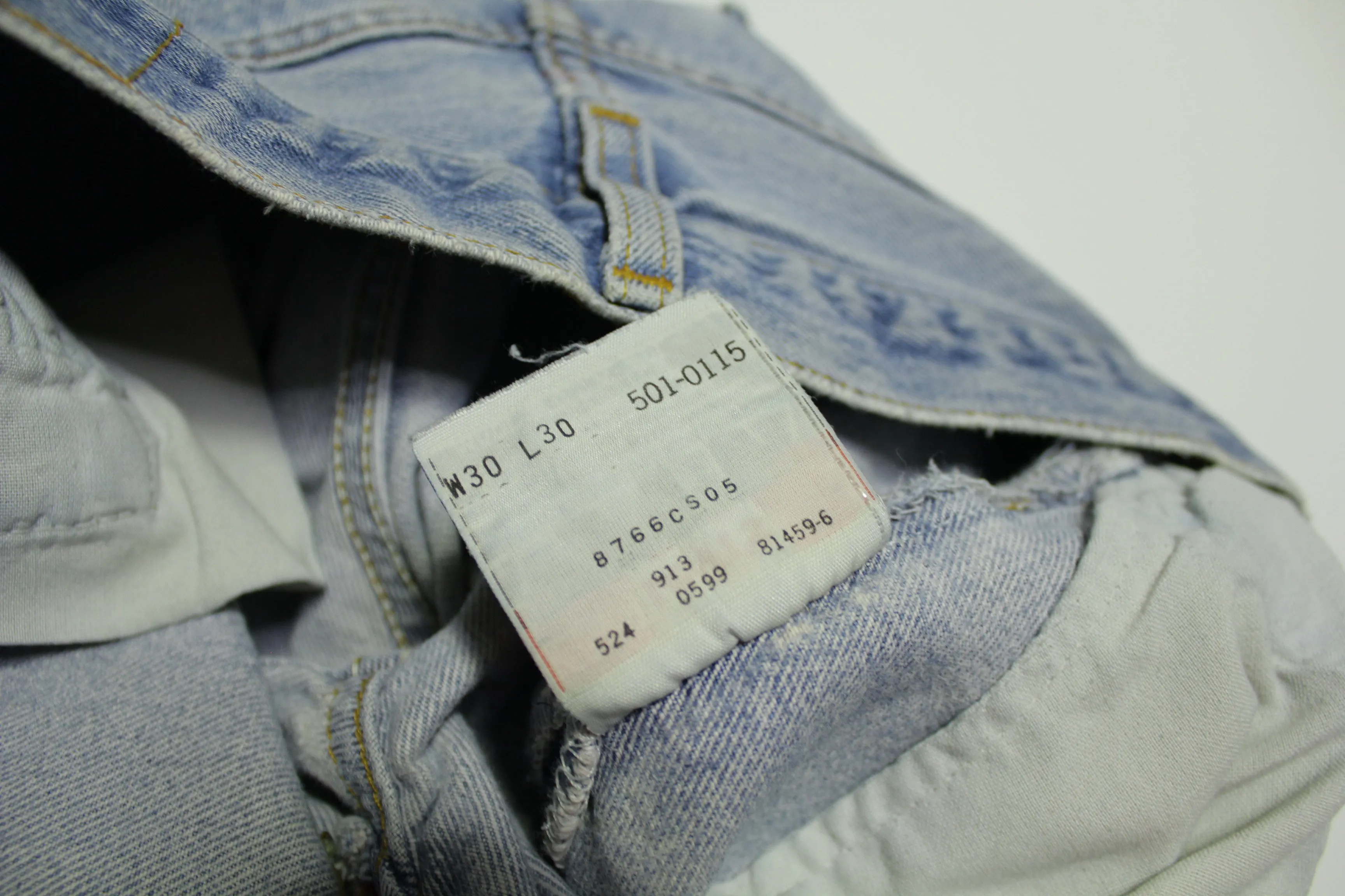 Levis 501 Distressed Button Fly Vintage 90's Denim Grunge Punk Red Tab Blue Jeans