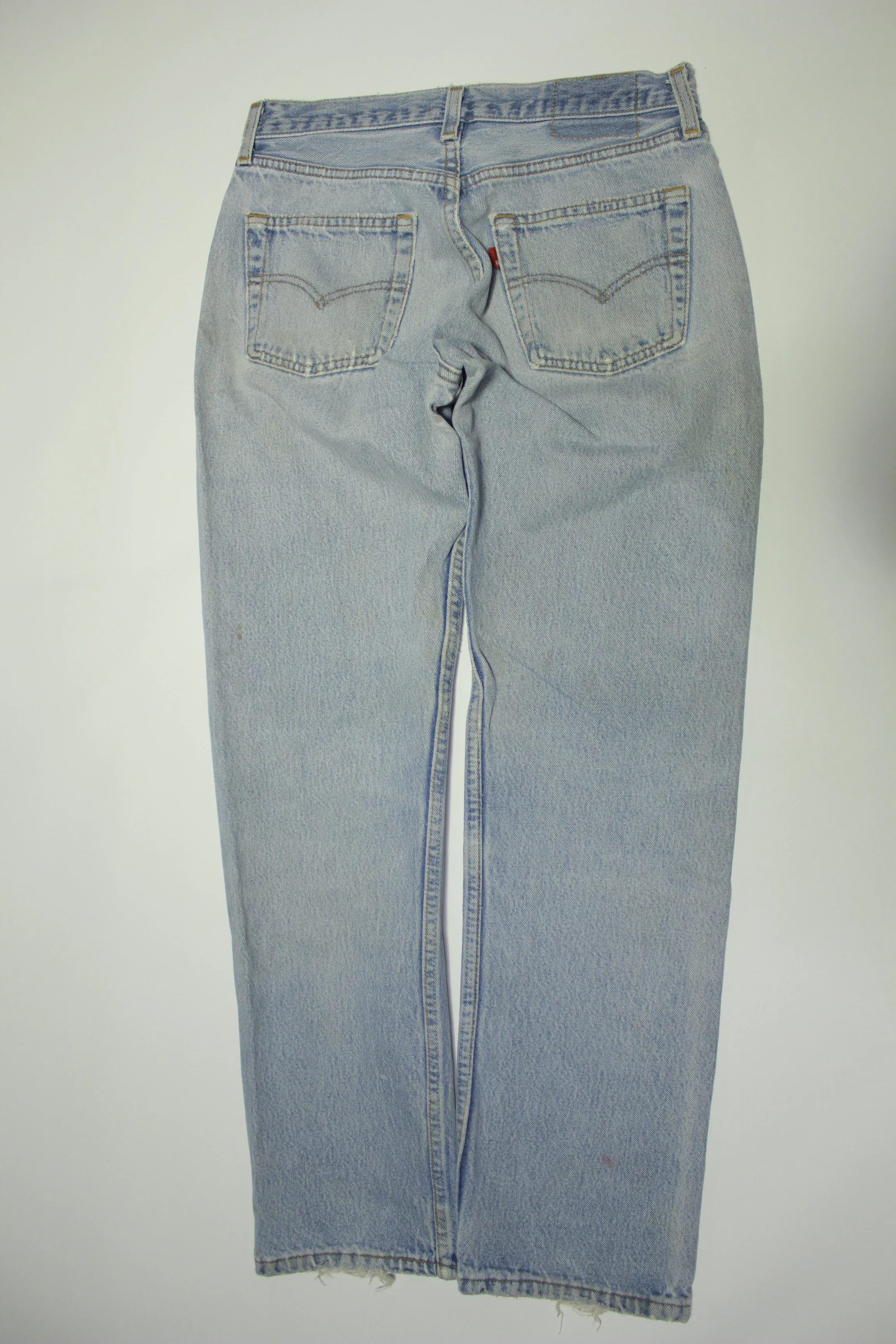 Levis 501 Distressed Button Fly Vintage 90's Denim Grunge Punk Red Tab Blue Jeans