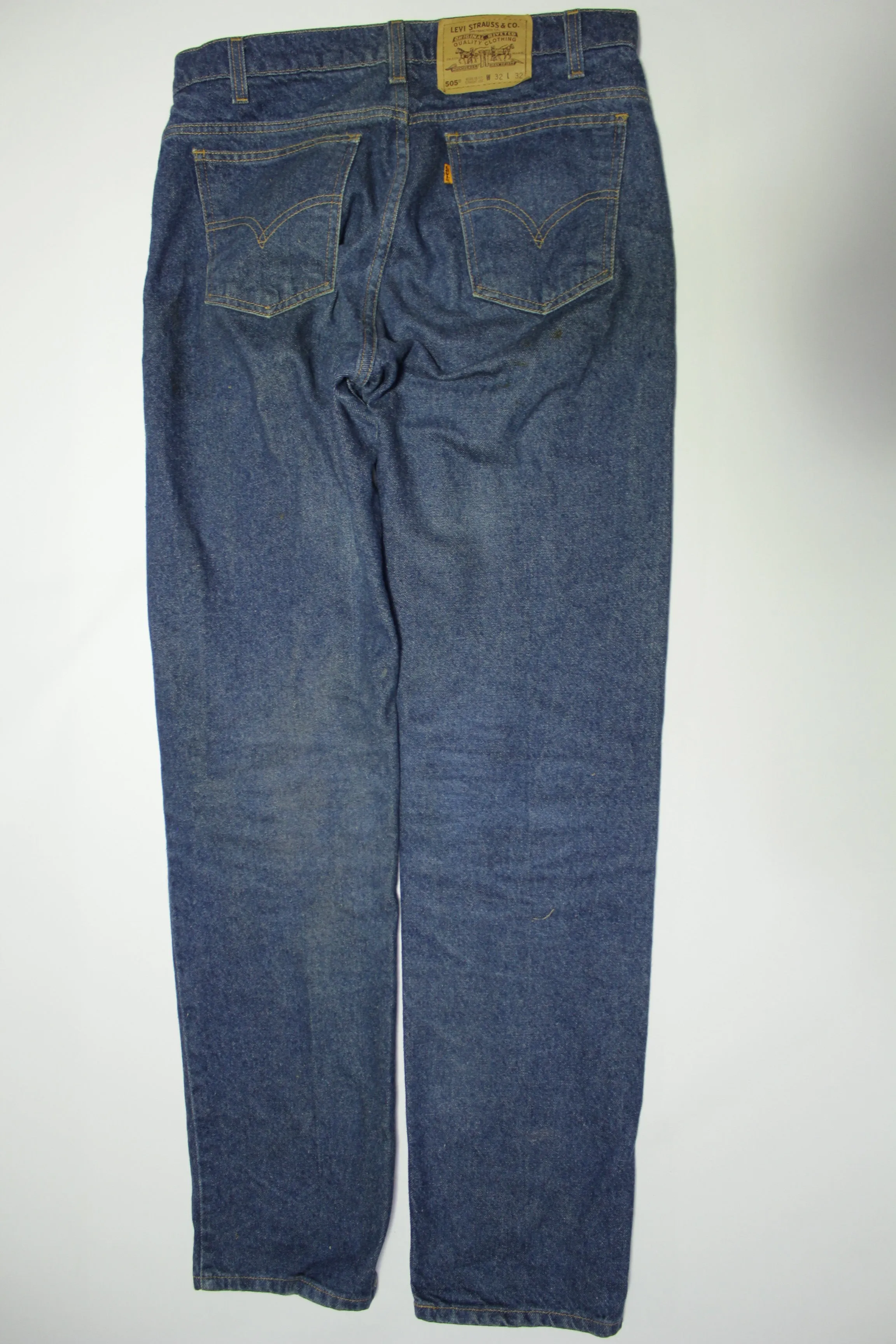 Levis 505 Dark Wash Orange Tab Vintage 80's Denim Blue Jeans