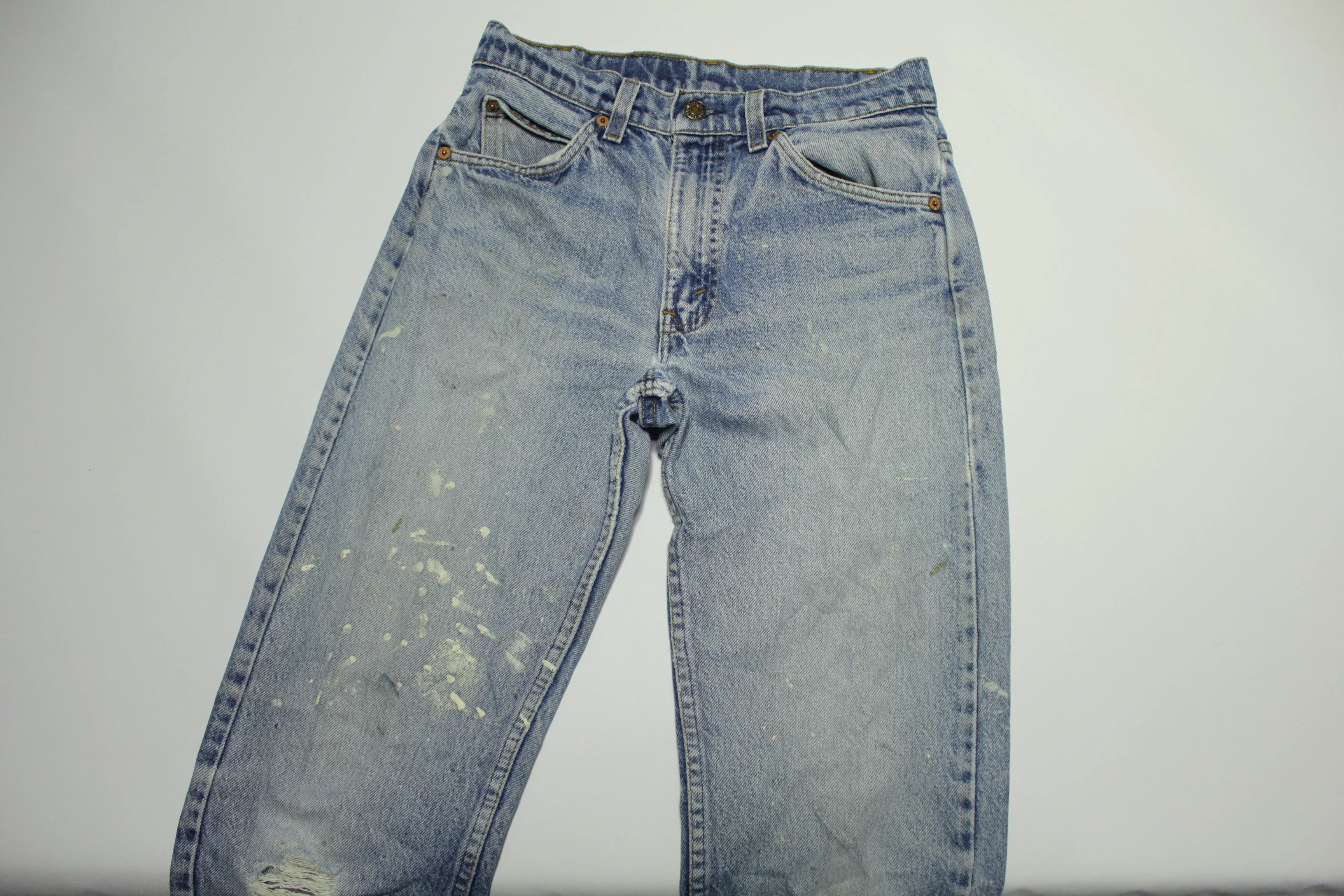 Levis 505 Distressed Vintage 80's Denim Grunge Punk Orange Tab Blue Jeans