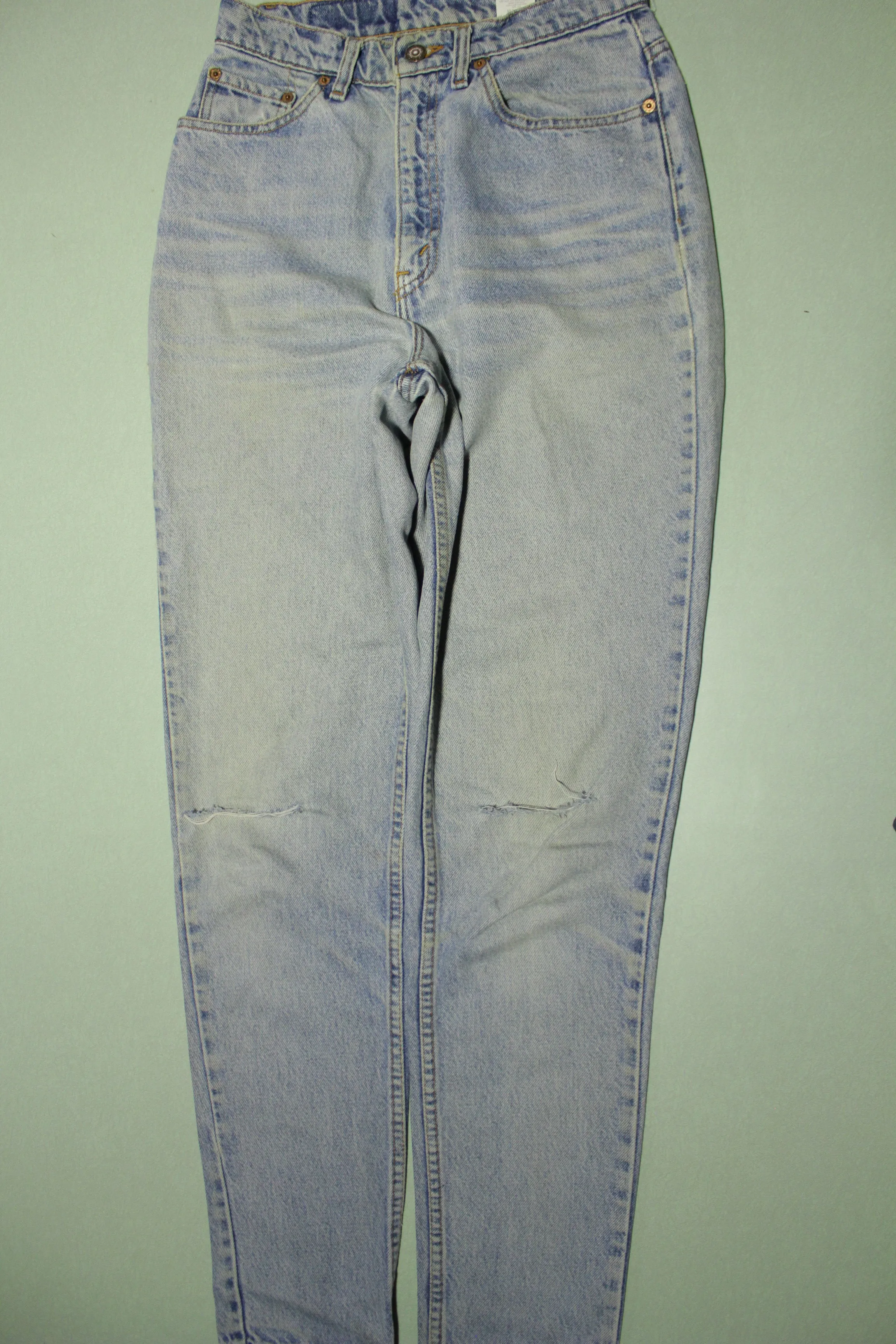 Levis Vintage 90's 512 Tapered Leg Light Washed Distressed Grunge Punk Ripped Jeans