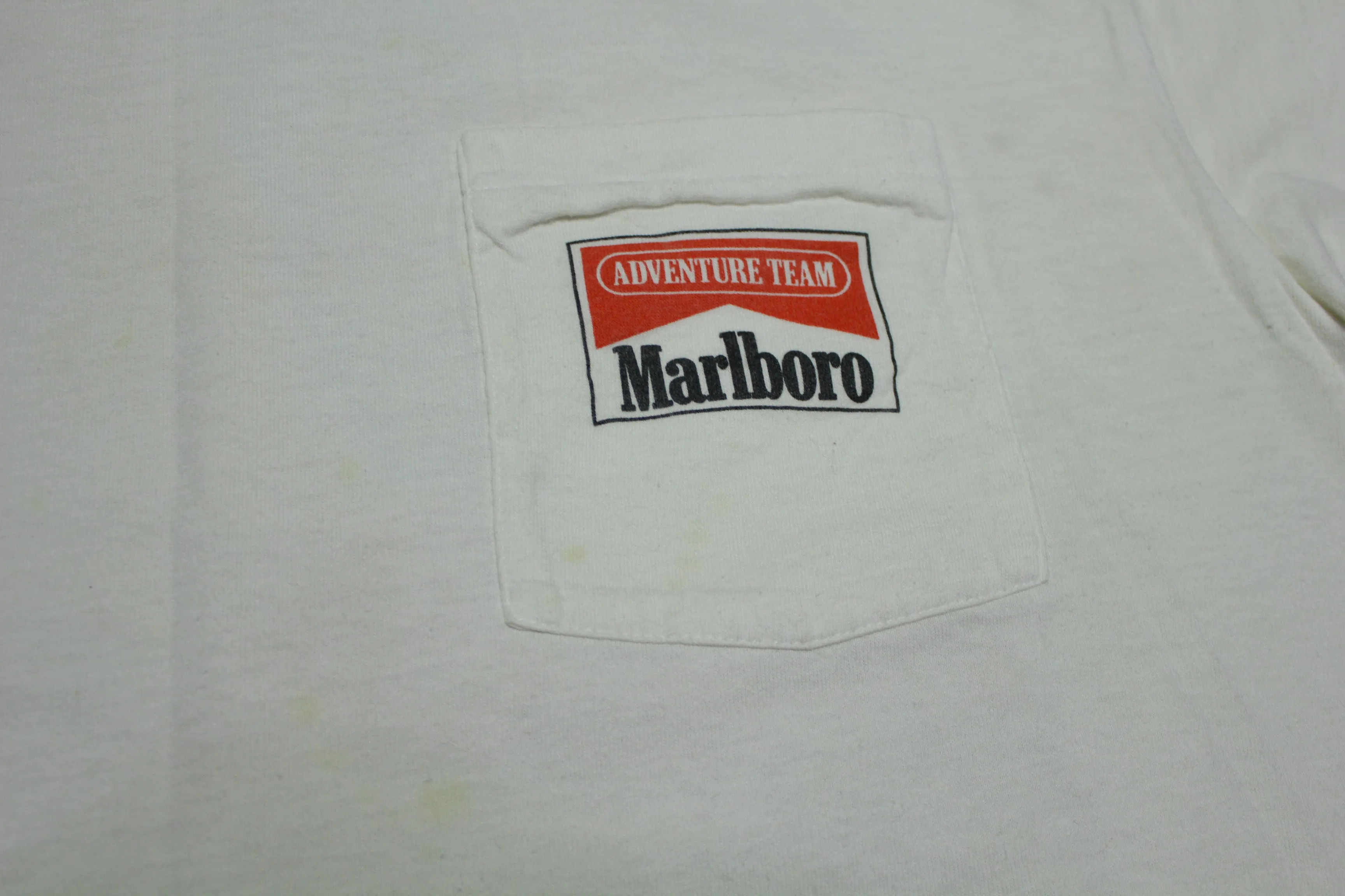 Marlboro Adventure Team Truck Vintage 90's Cigarettes Pocket Promo T-Shirt