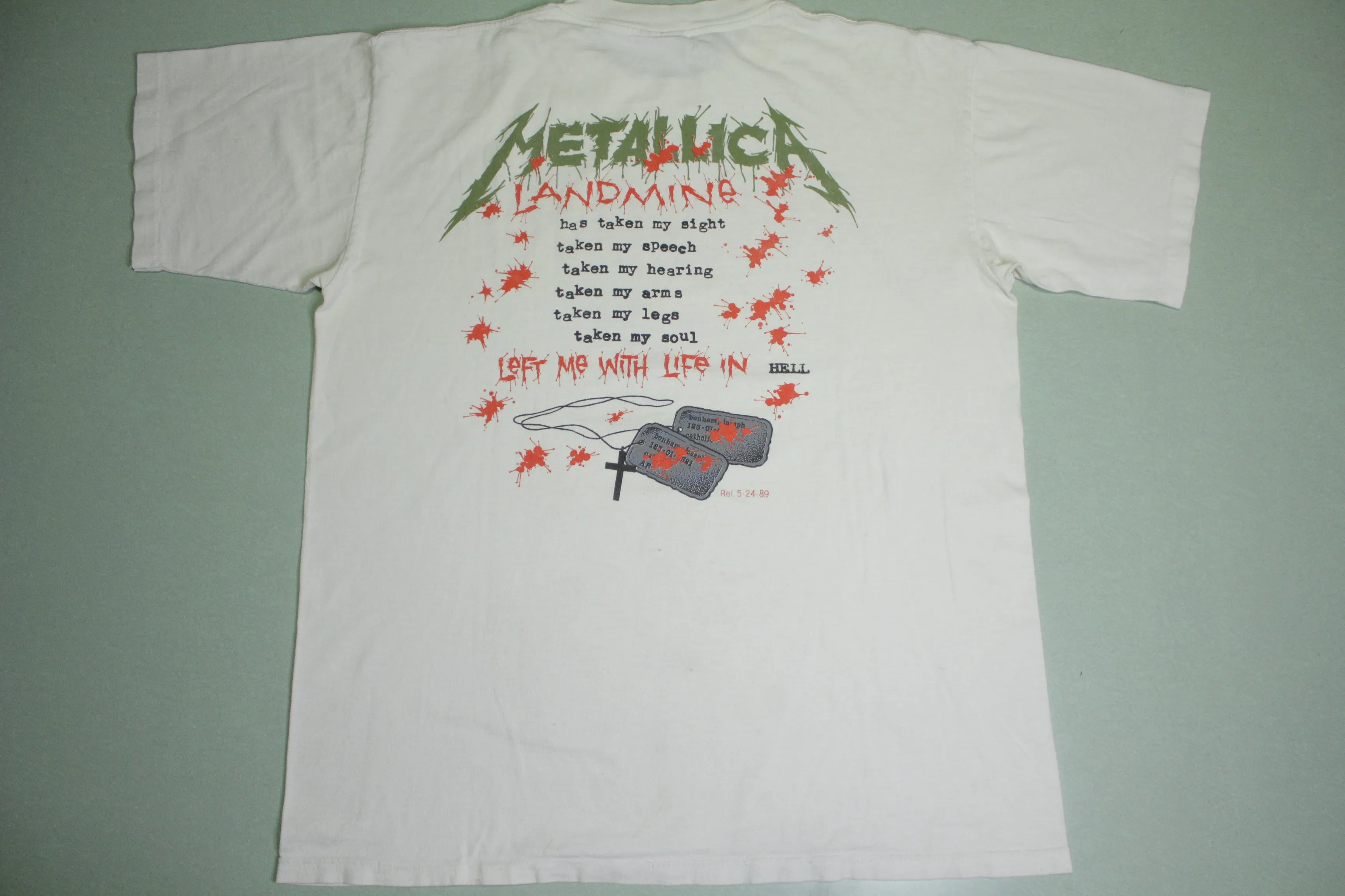 Metallica One 1989 Landmine Joseph Bonham Vintage 80's Brockum Pushead T-Shirt