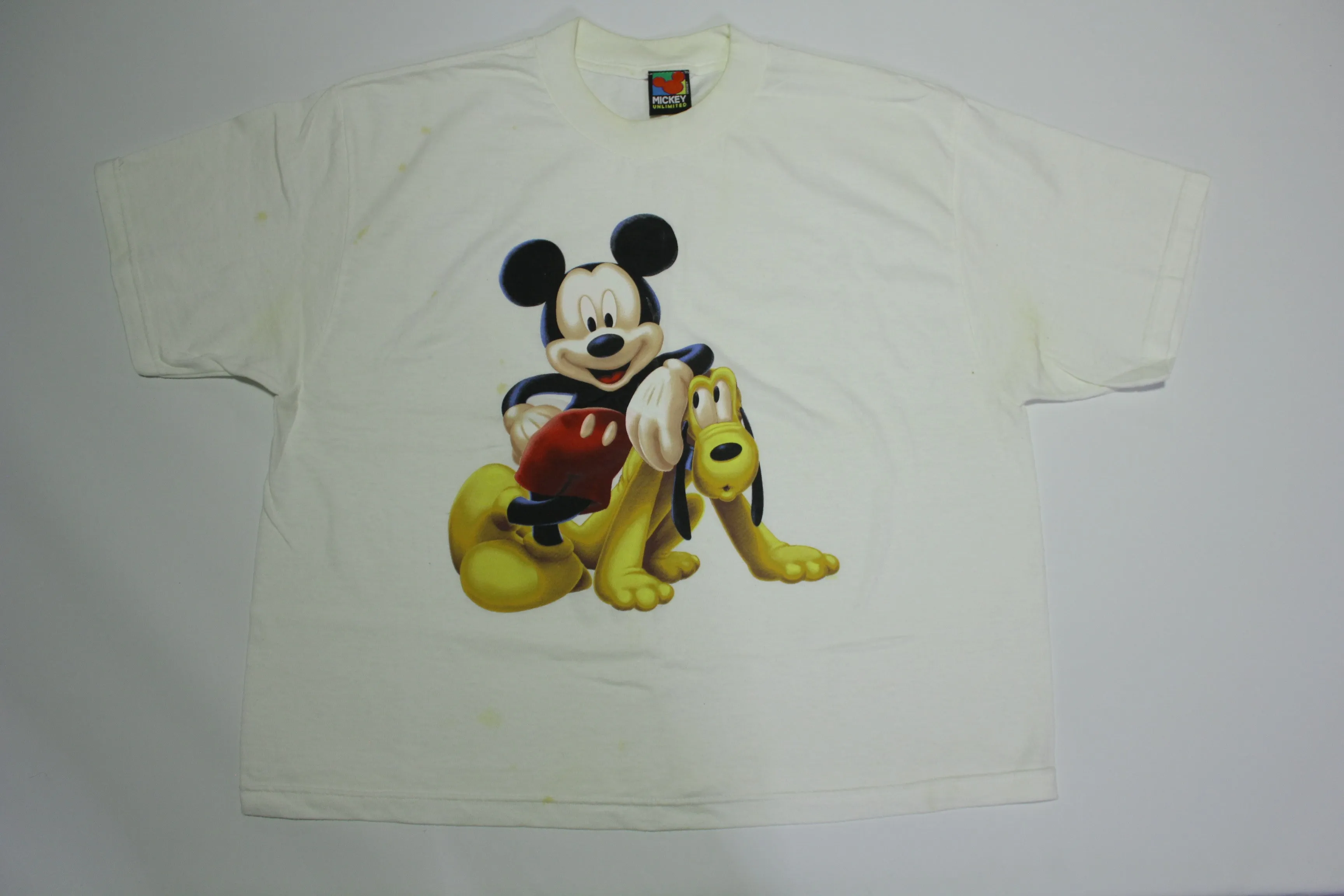 Mickey Mouse Unlimited and Pluto Vintage 90's Jerry Leigh Disney Crop T-Shirt