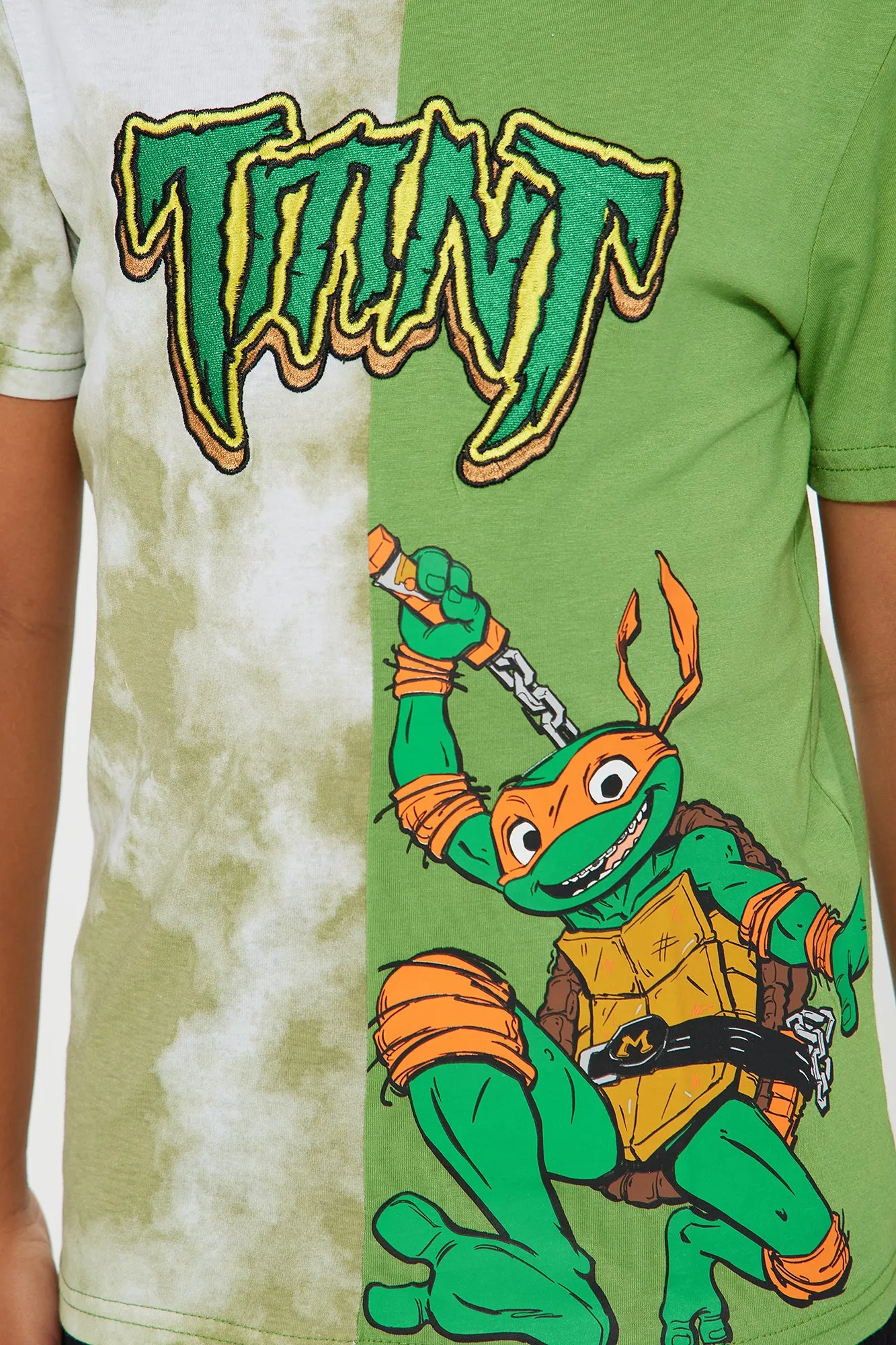 Mini TMNT Split Dye Embroidered Tee - Green