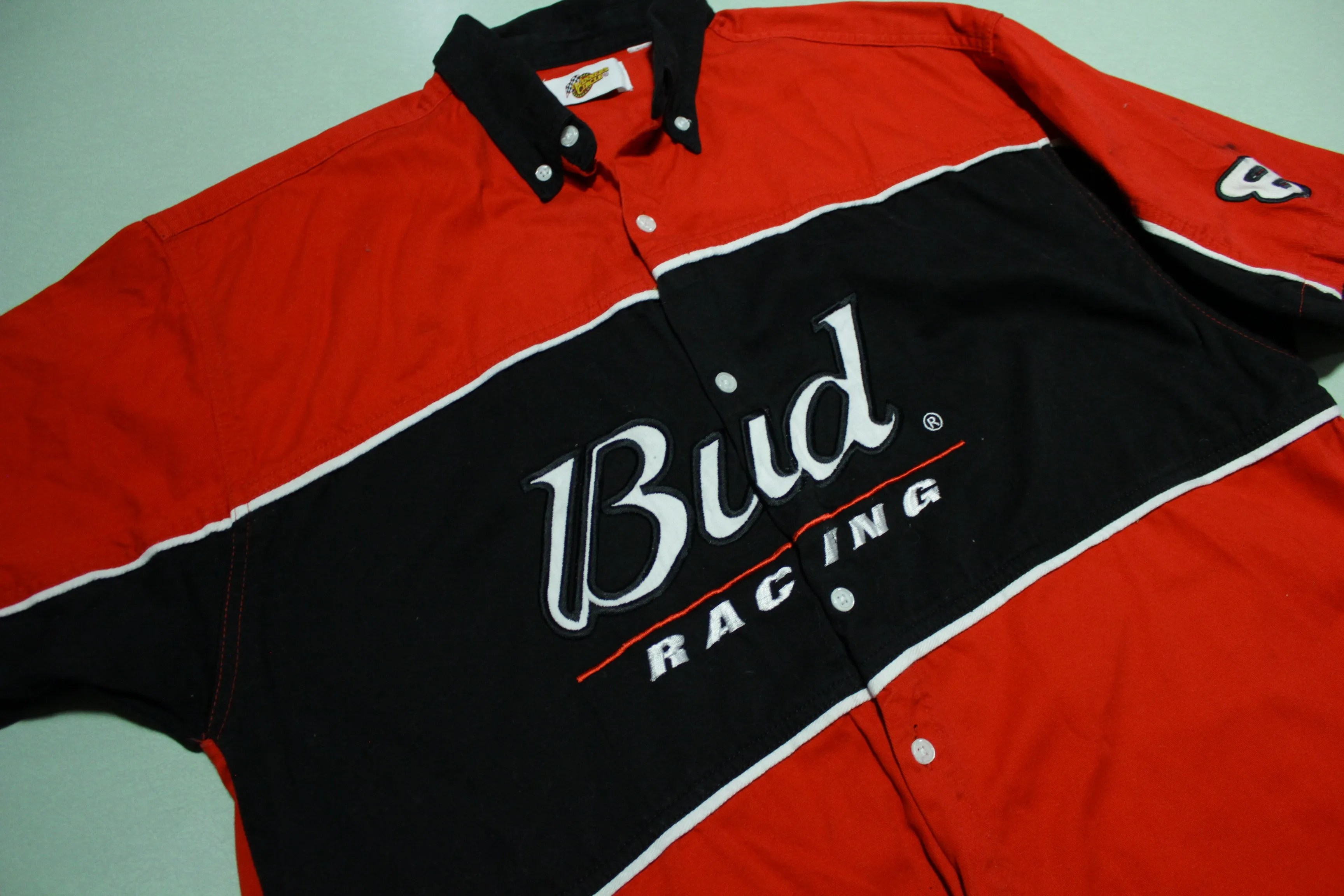 Nascar Winners Circle Vintage Bud Racing Dale Jr. Button Pit Crew Sewn #8 Shirt