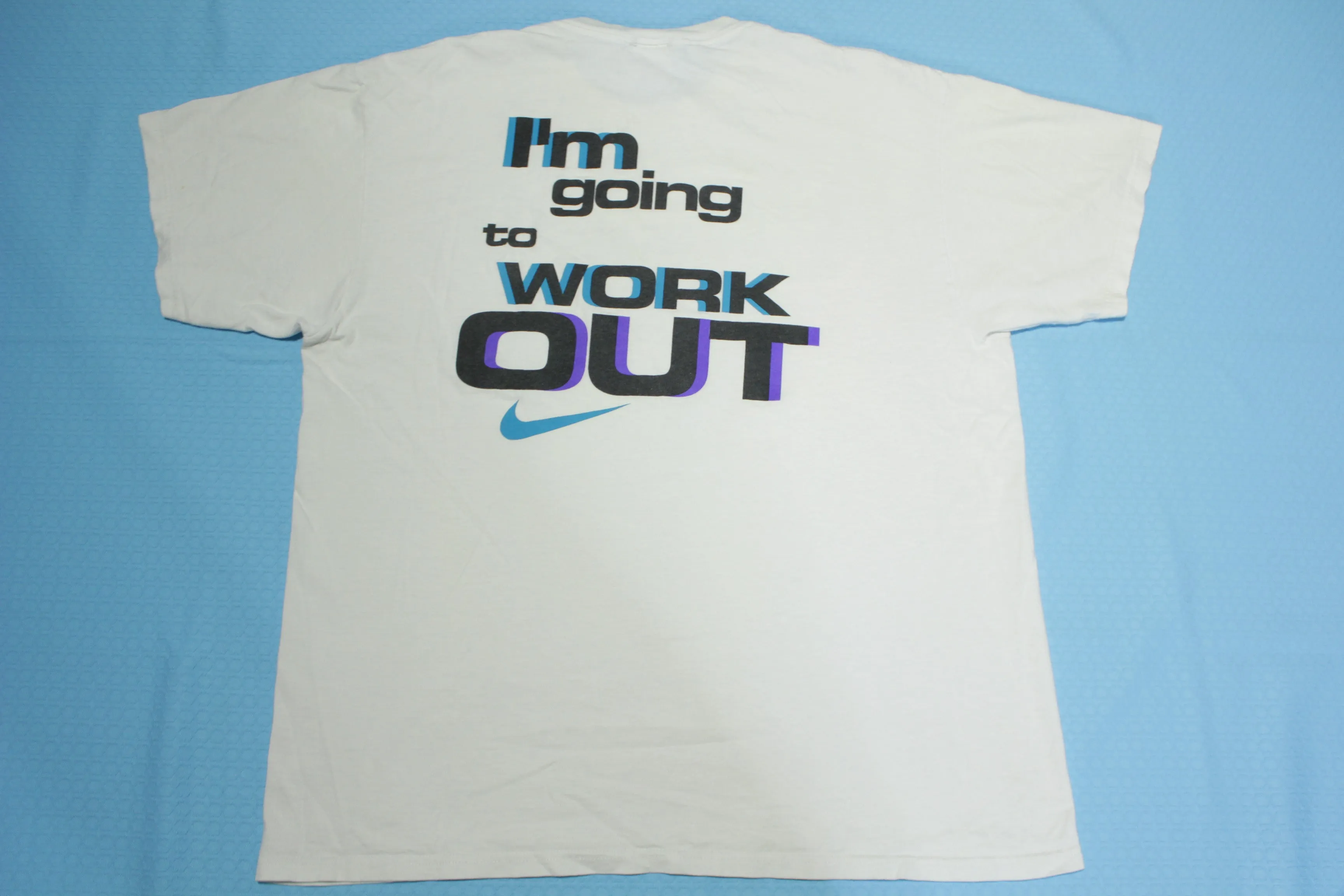 Nike I'm Going To Work Out He Can Have The Remote Vintage 90's Made in USA T-Shirt