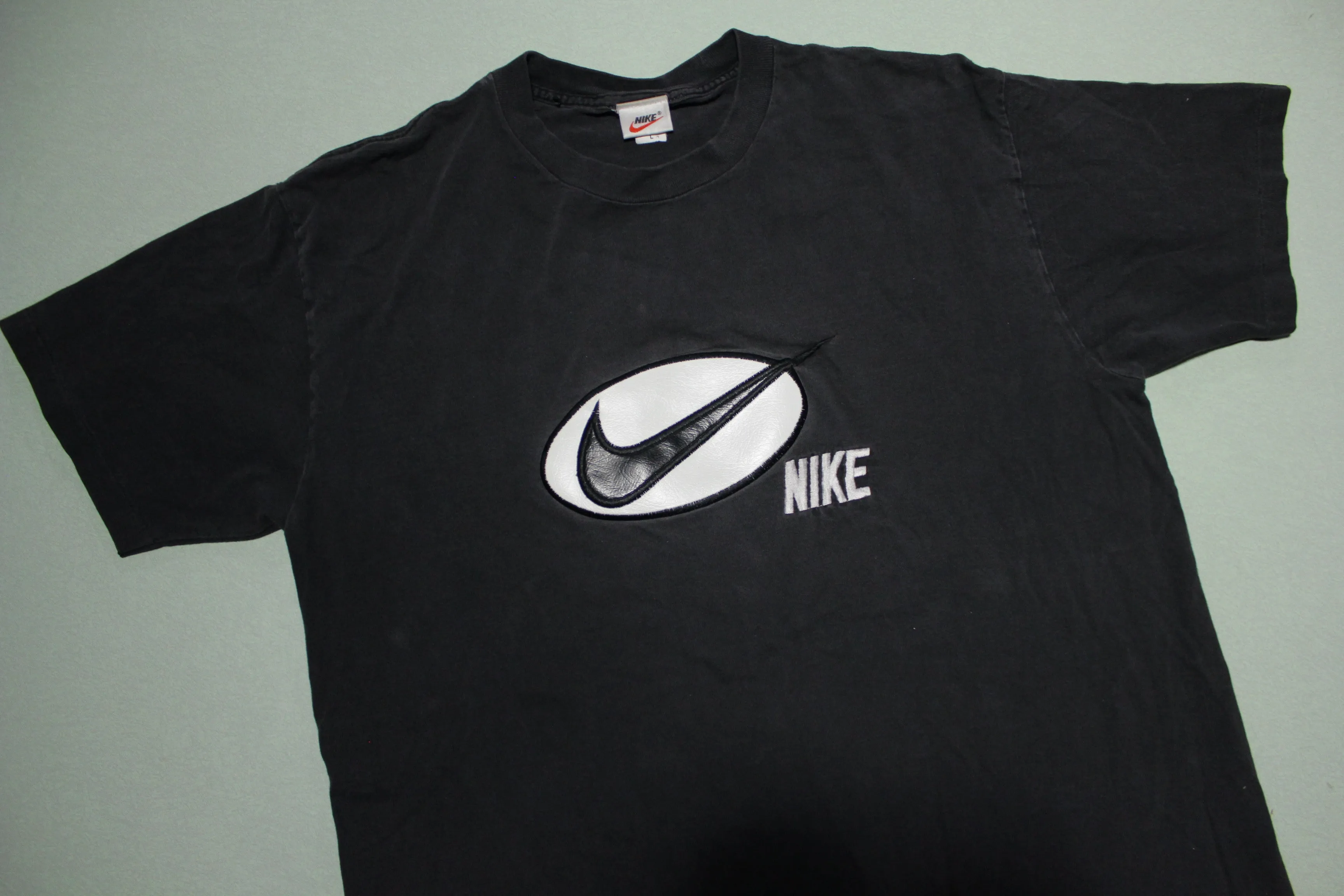 Nike Leather Swoosh Patch Vintage 90's Embroidered Made in USA Single Stitch T-Shirt