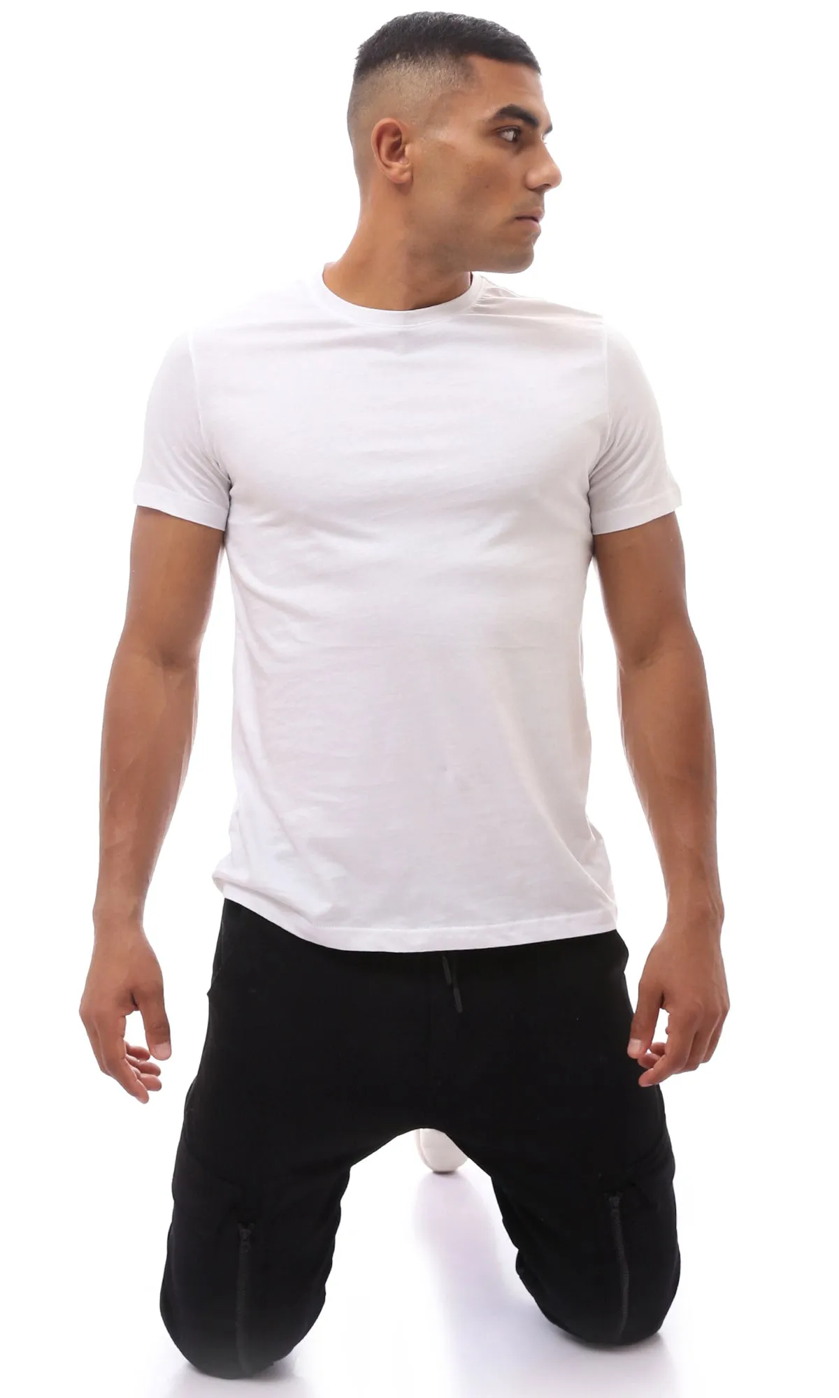 O173979 Short Sleeve White Slip On Tee