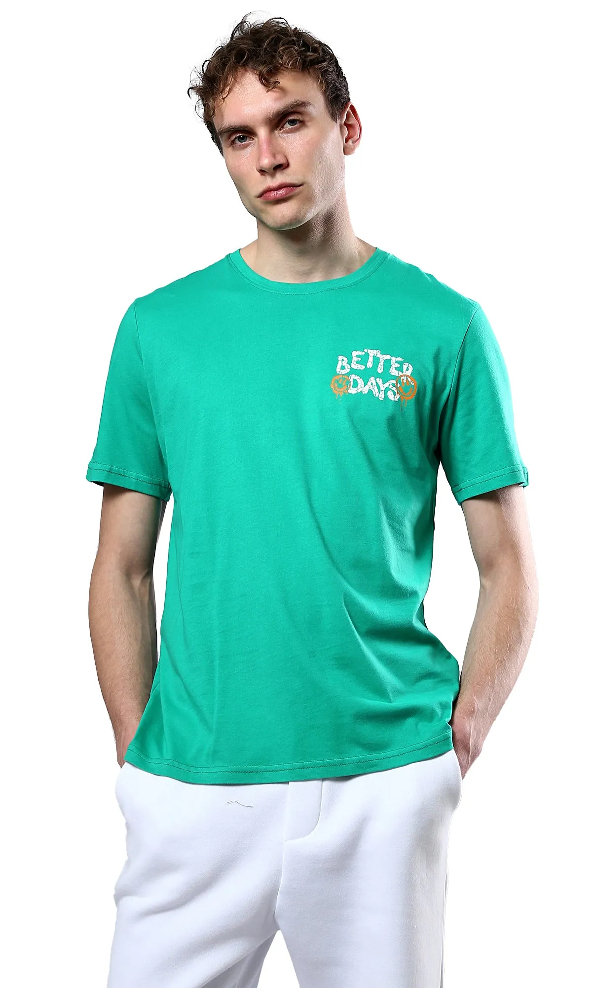 O179021 Light Green Better Days Short Sleeves Tee