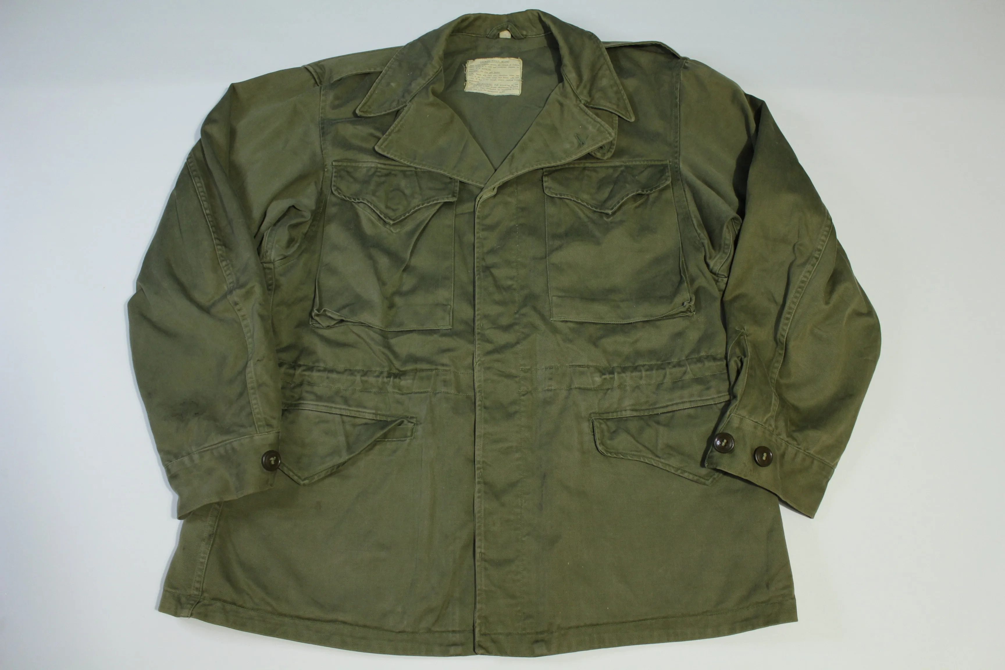 Original WWII US ARMY M-1943 M43 Combat Big Pocket Field Jacket 38R