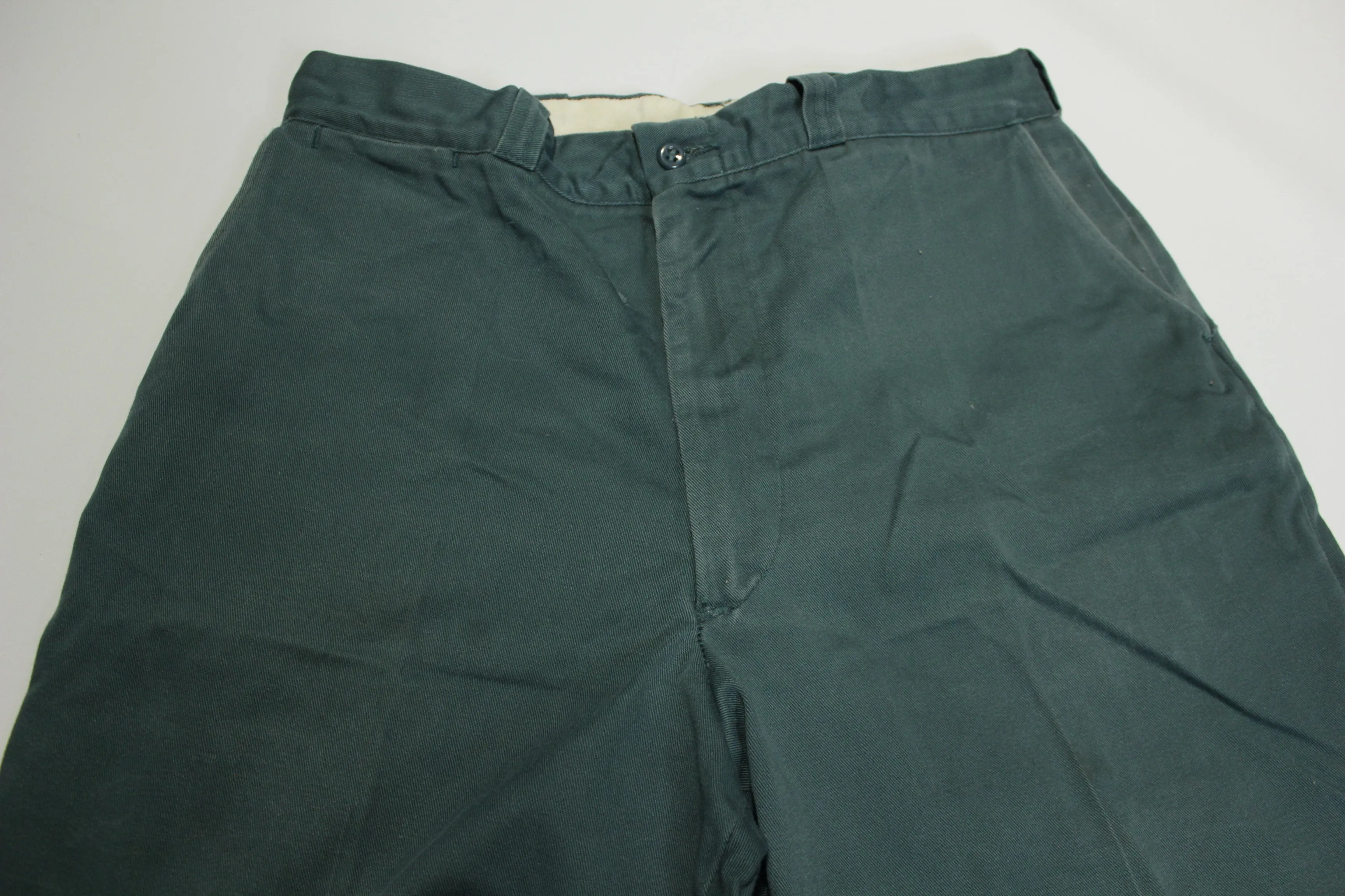 Penneys Big Mac Durable Press Vintage 70's Green Chino Rolled Cuff Pants