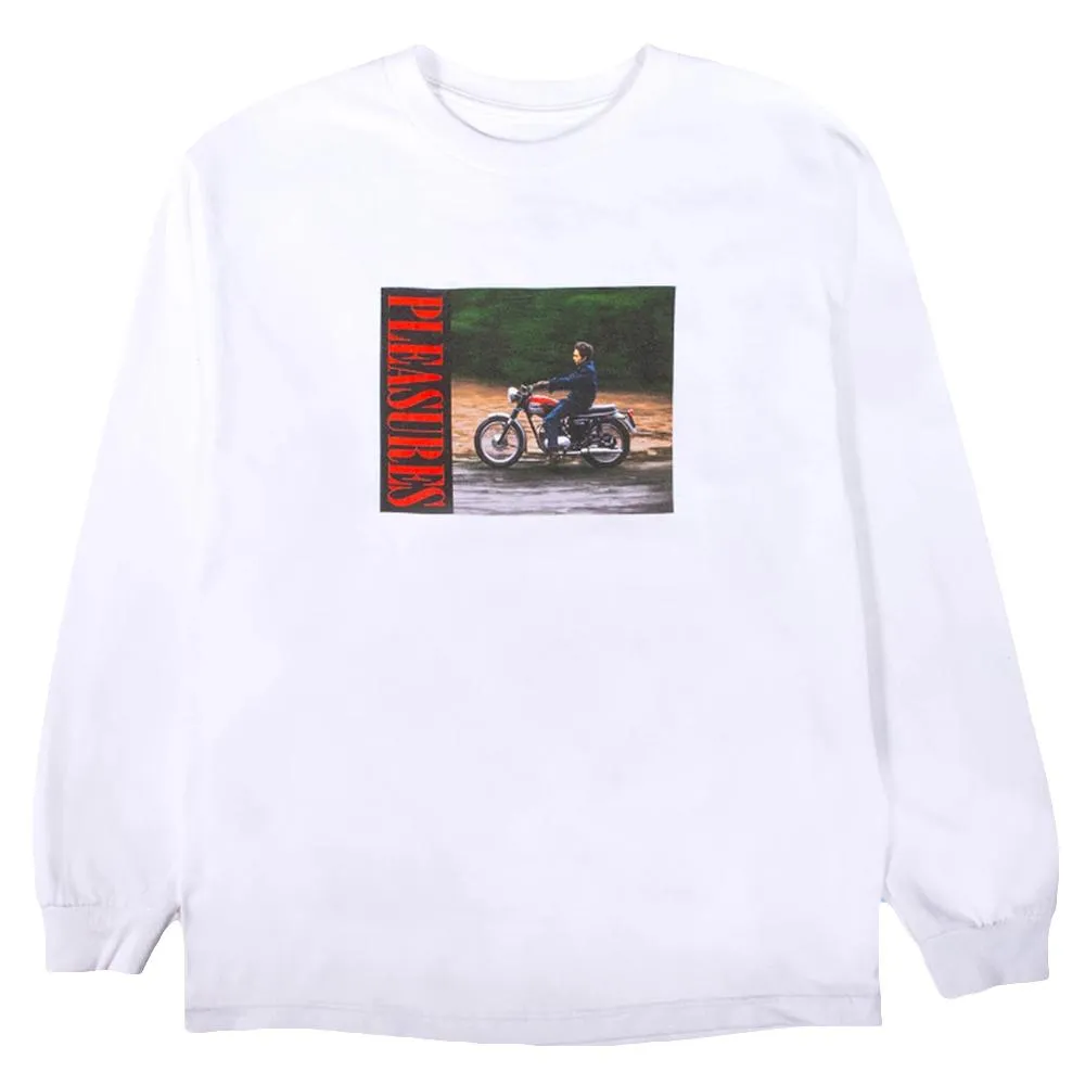 PLEASURES RIDE LONG SLEEVE T-SHIRT -WHITE