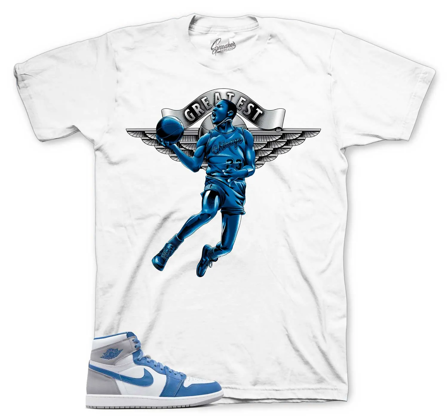 Retro 1 True Blue Shirt - Greatest - White